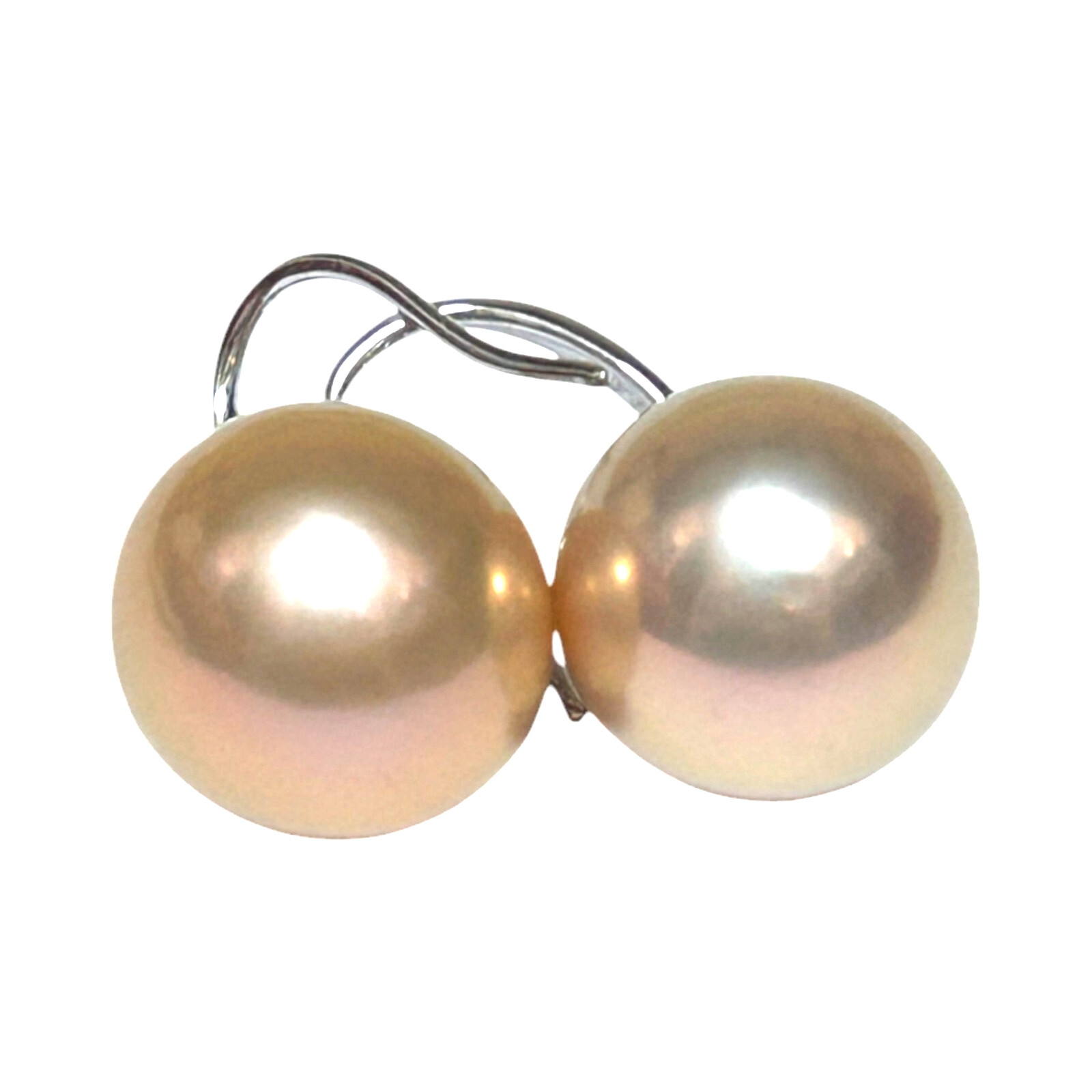 Massive 12.3mm Violet Rose Spherical Edison Farmed Pearl Drop Hook Earrings