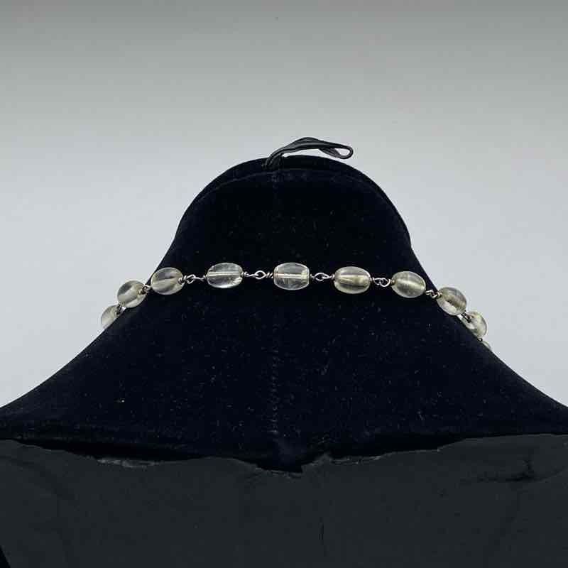 Vintage 900 Silver Carved Coral Rose Pendant Clear Bead Necklace 24″ 42.8g
