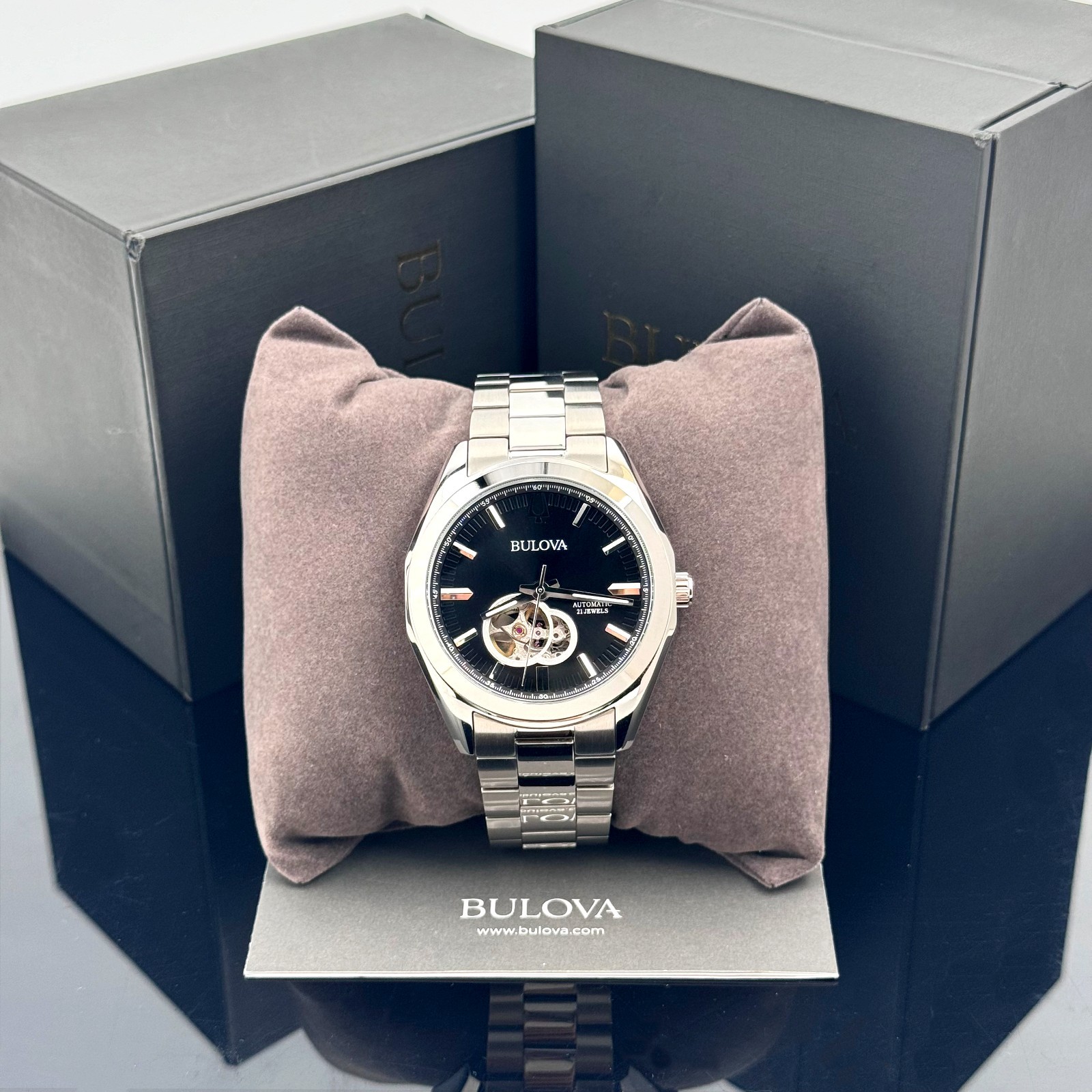 Bulova Classic Surveyor 96A270 Black Dial Automatic Stainless Steel Men’s Watch