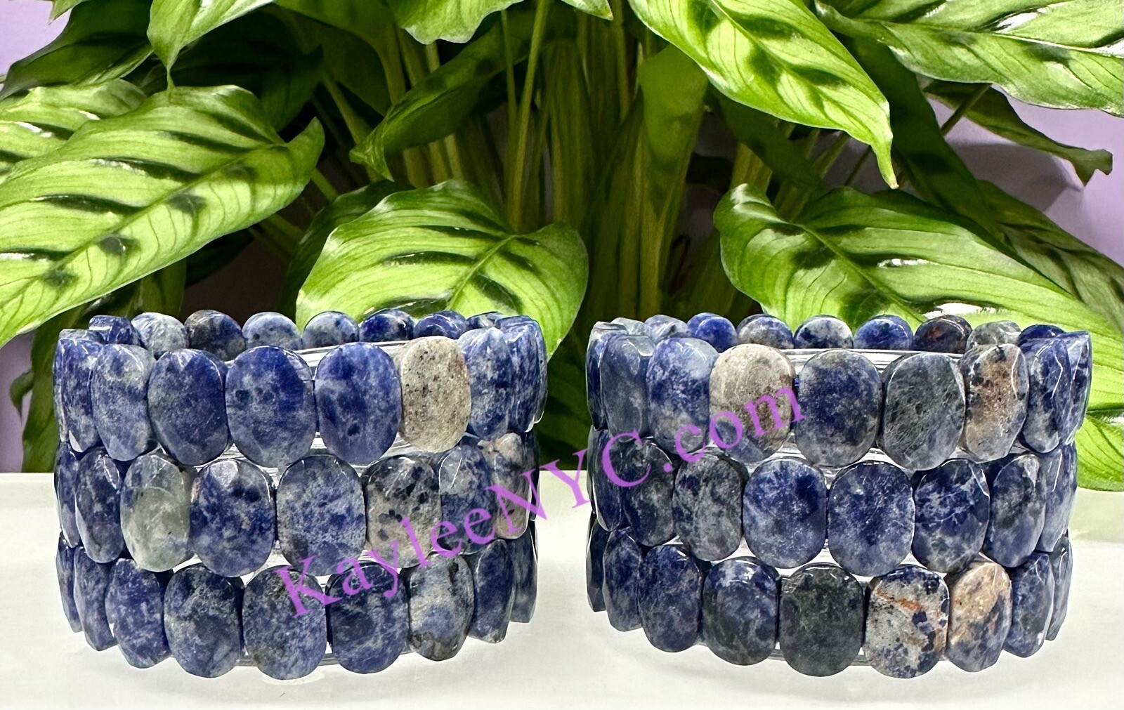 Wholesale 6 Pcs Natural Sodalite Faceted 7.5” Crystal Bracelet 15mm