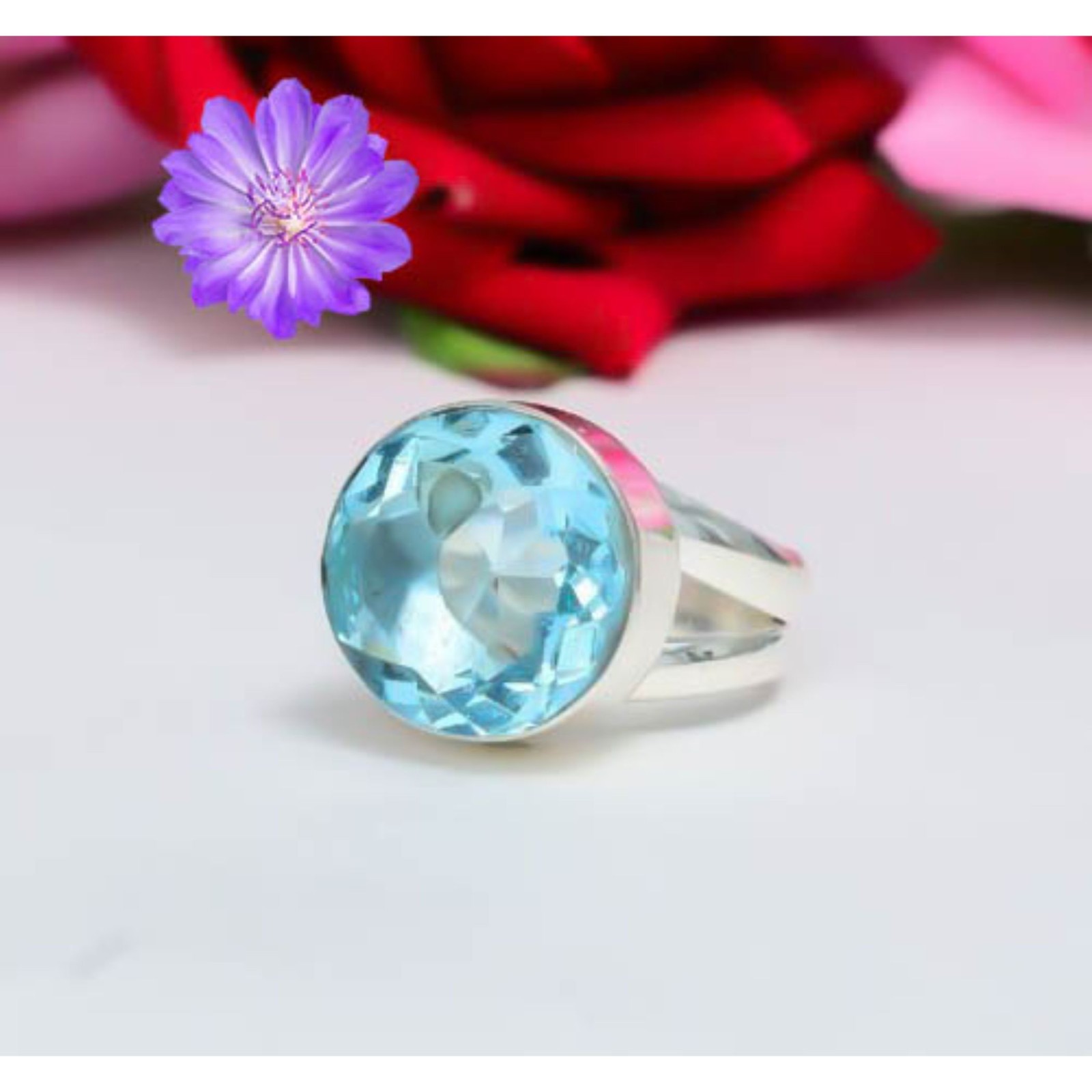 Aquamarine Gemstone 925 Sterling Silver Ring Handmade Jewelry Ring For Gift