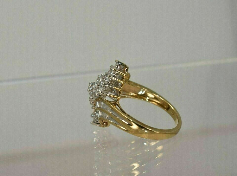 2Ct Round Cut Lab-Created Diamond 14k Yellow Gold Plated Cluster Engagement Ring