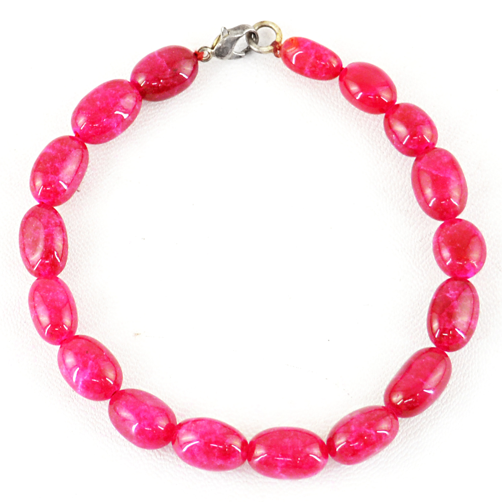 Best Quality 114.50 Cts Earth Mined Rich Red Ruby Oval Shape Beads Bracelet