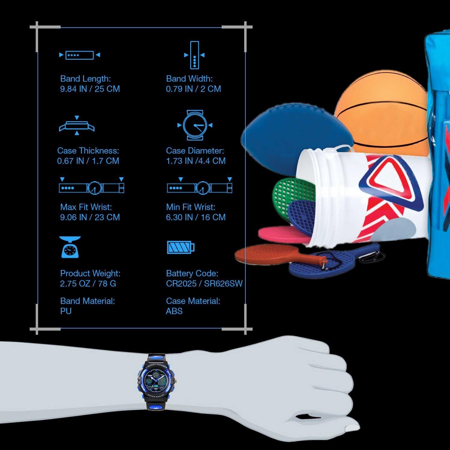 Multi-Function Kids Sport Watch with EL Night-Light – Perfect for Ages 5-16