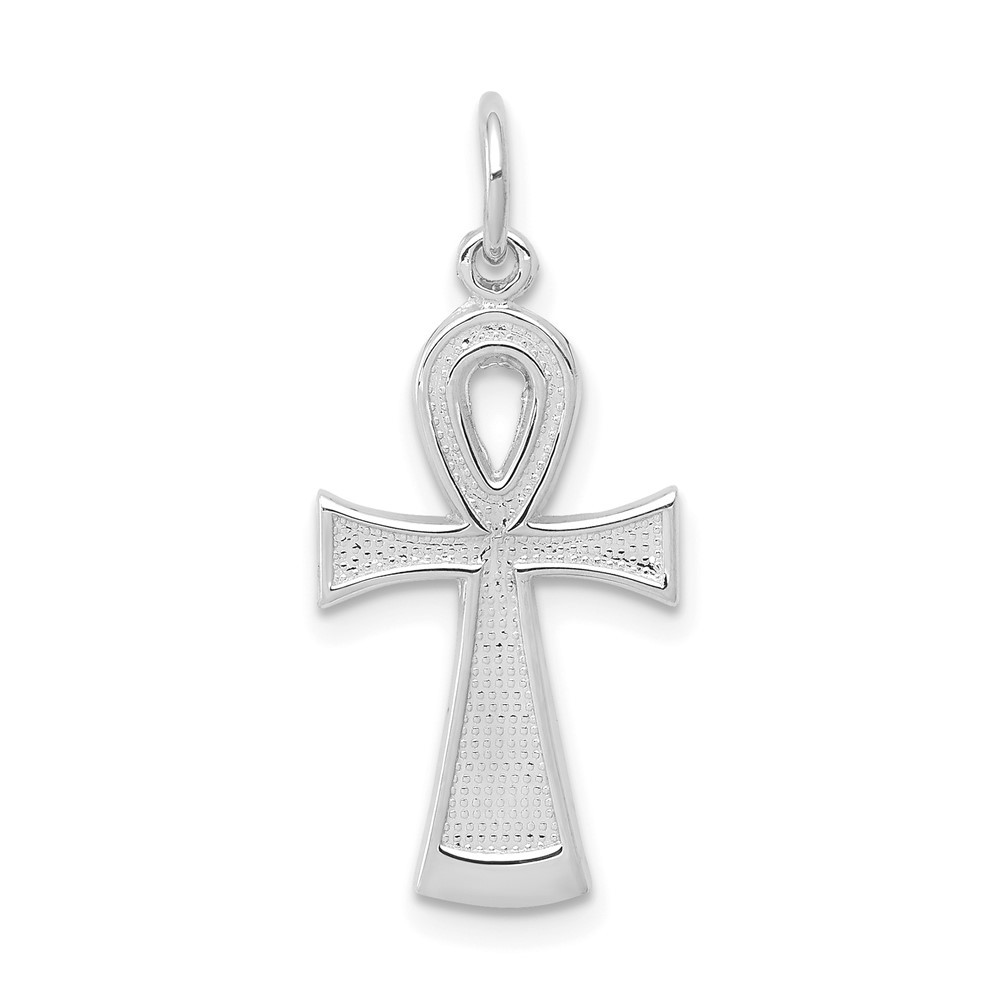 10k White Gold Solid Flat-Backed Ankh/Egyptian Cross Charm Pendant 0.84gm