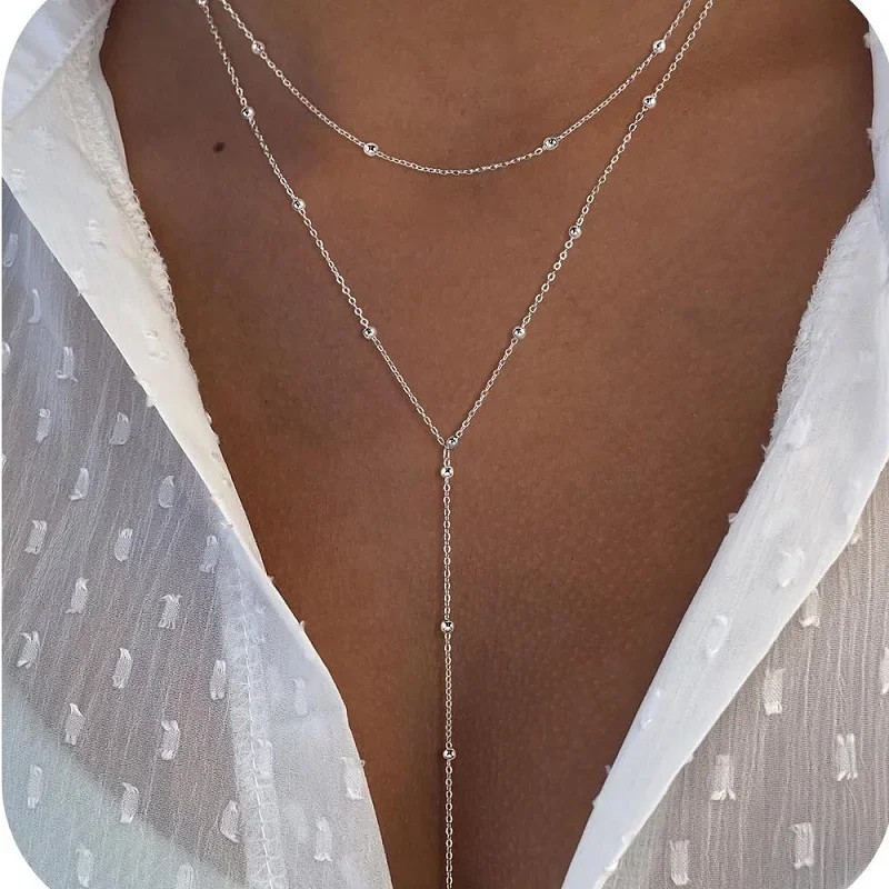 Luxury Y-Shaped Stainless Steel Pendant Necklace For Women Girls Fashion Cubic Z