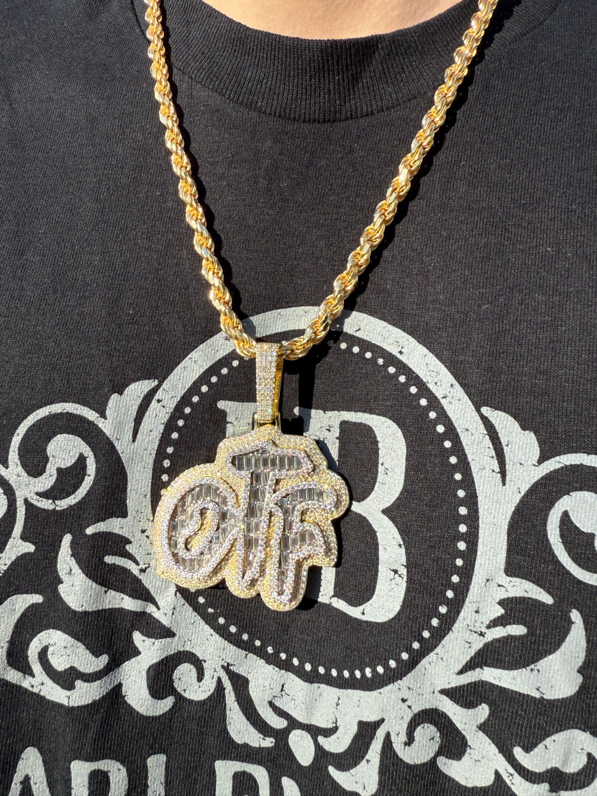 MOISSANITE 925 Silver / Gold Only The Family OTF Iced Hip Hop Necklace Pendant