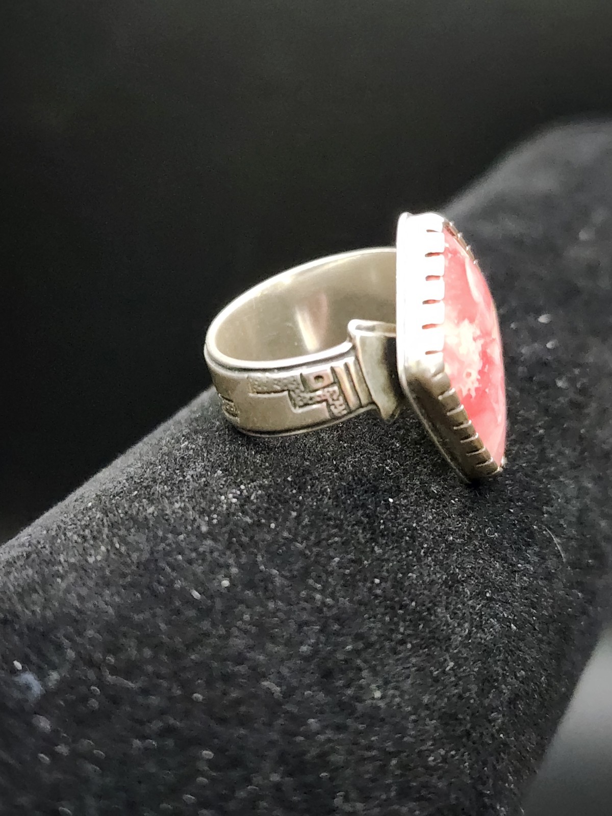 Beautiful Rodrick Tenorio RMT 925 Relios Arrow Rhodochrosite Ring Size 7.75