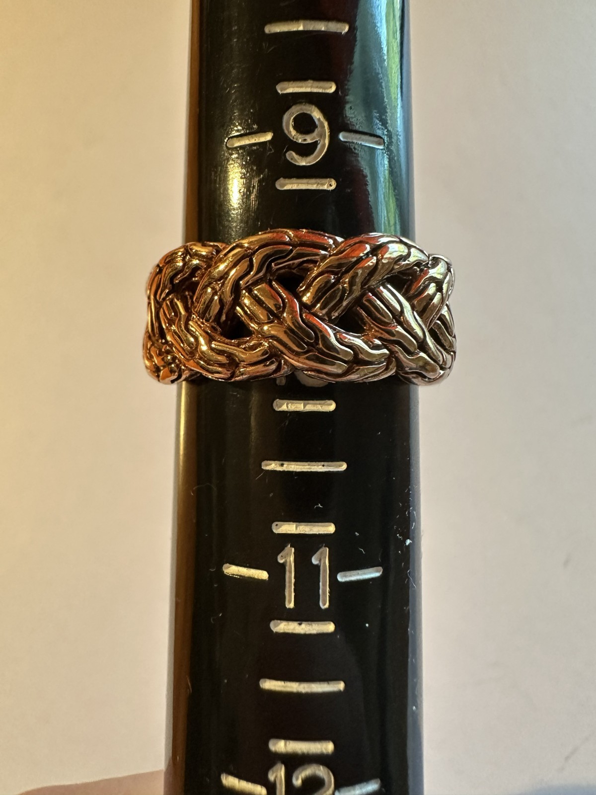 John Hardy Bronze Twist & Weave Pattern Ring (Silver Bottom) – Sz 10, Never Worn