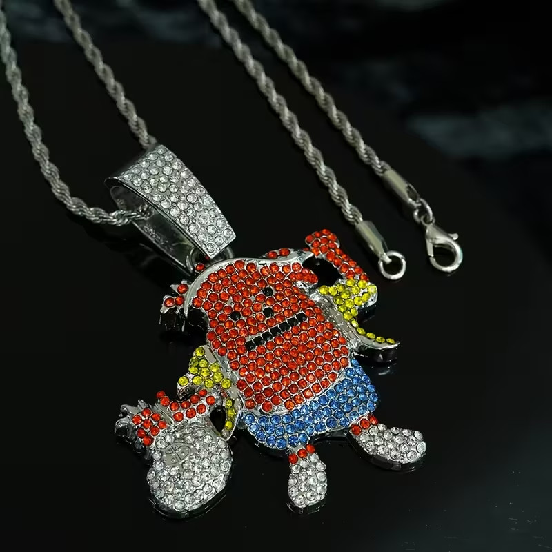Kool Aid Man Money Bag Pendant & 18″ 20″ 24″ Rope Stainless Steel Chain Necklace