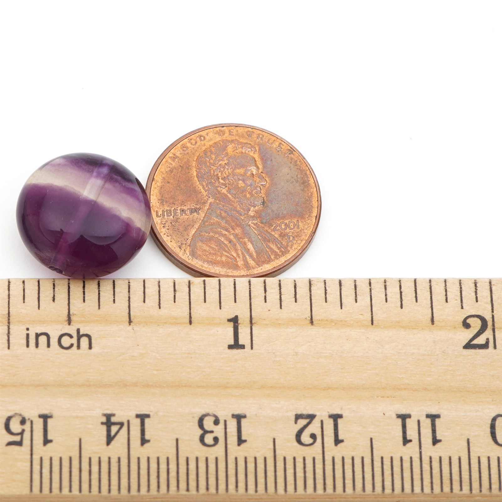 6 flat round green purple fluorite beads multicolor stone lentils avg 14mm