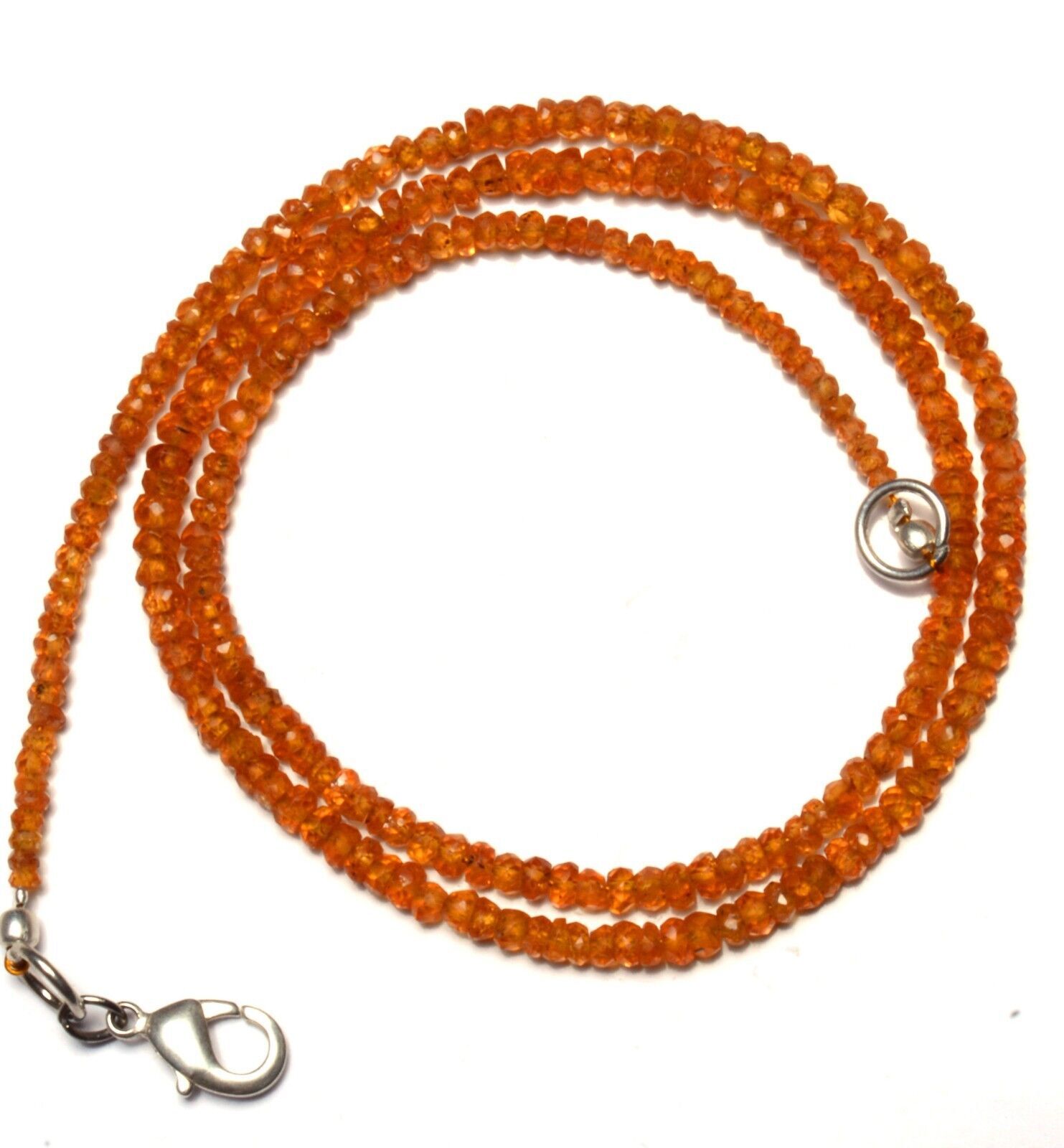 Natural Gem Orange Color Spessartine Garnet 3MM Approx. Facet Beads Necklace 17″