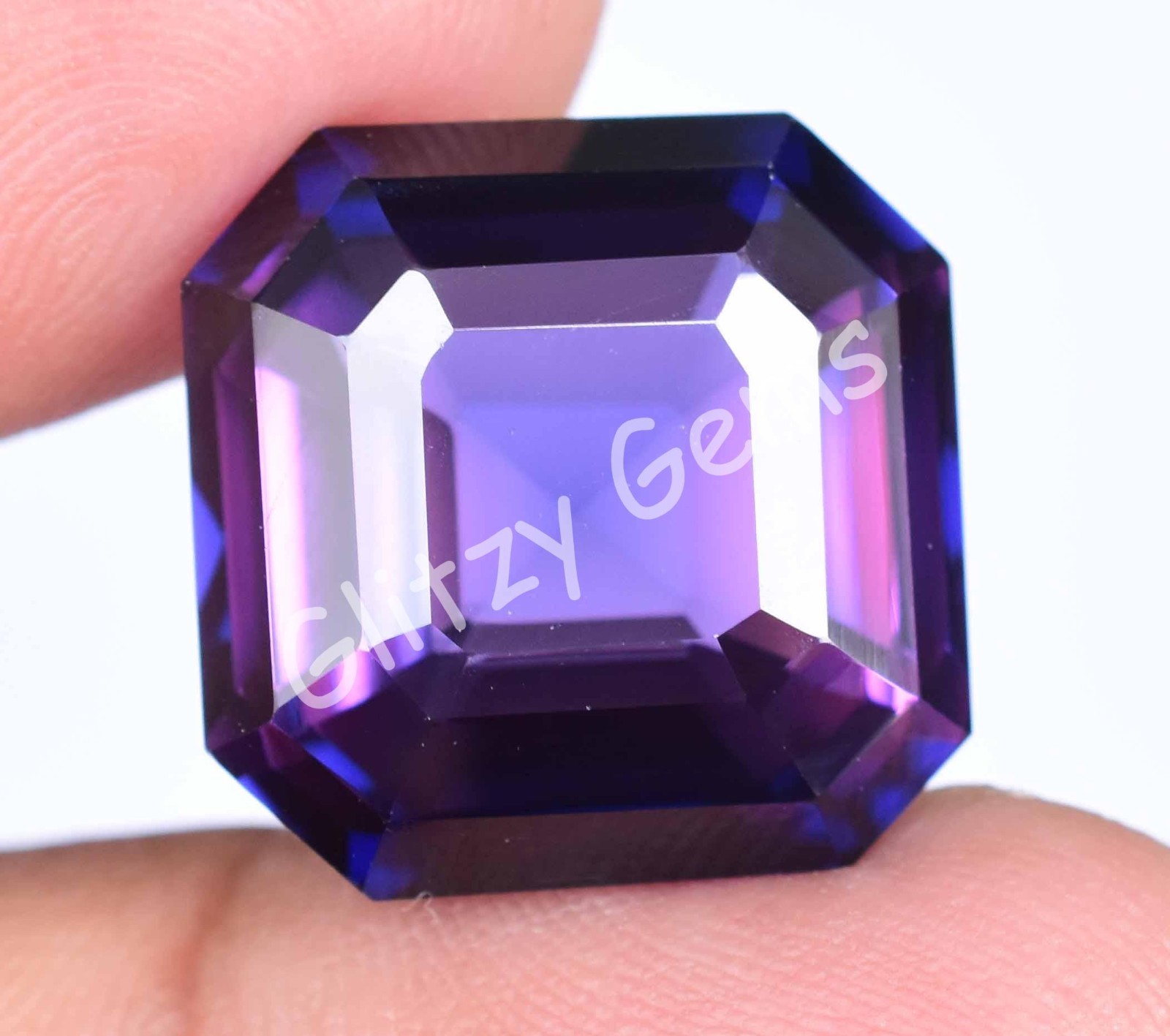 Natural Purple-Blue Montana Sapphire 30.85 Ct Asscher Certified Loose Gemstone
