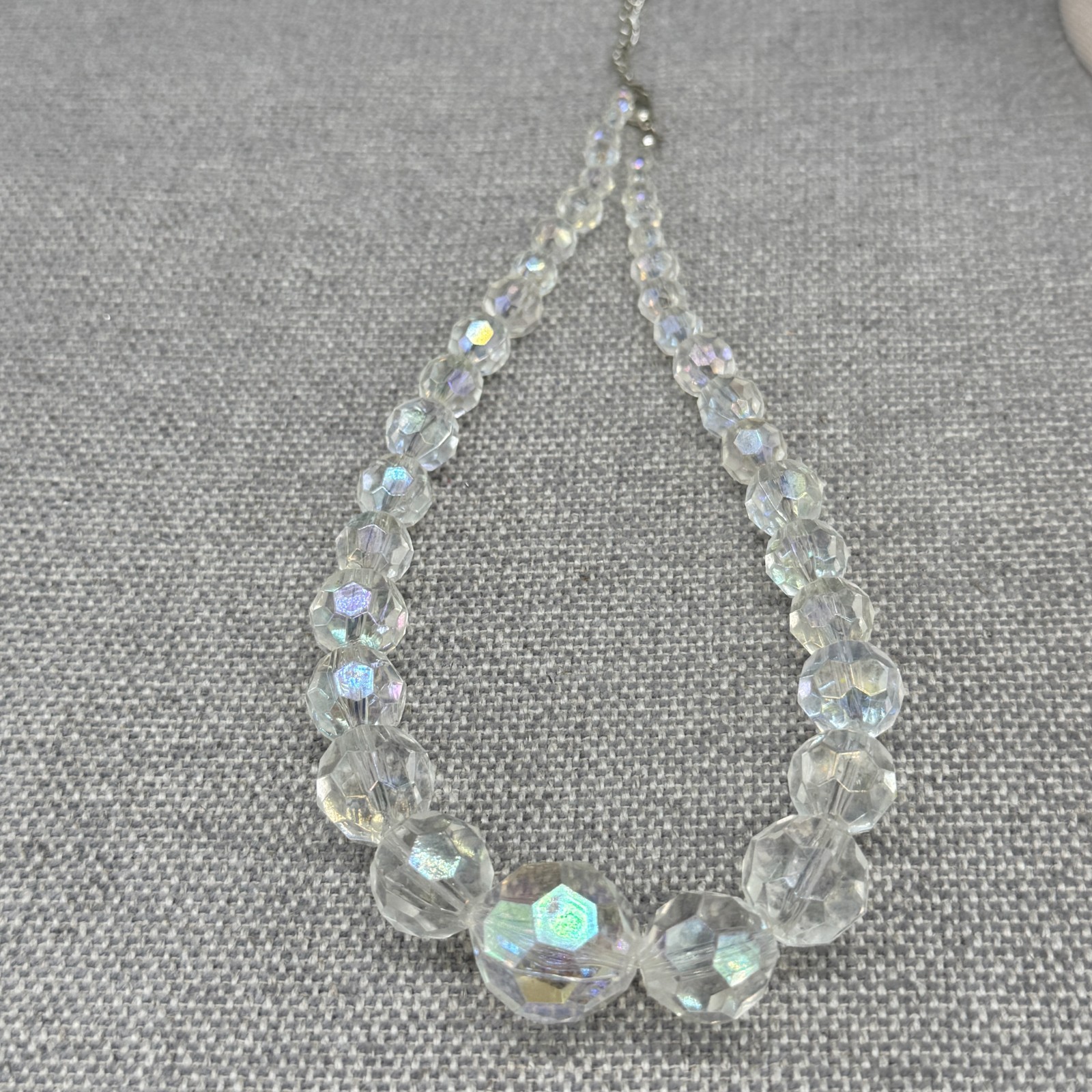 Vintage Necklace Earrings Jewelry Set AB Acrylic Beads Dangle Pierced Earrings