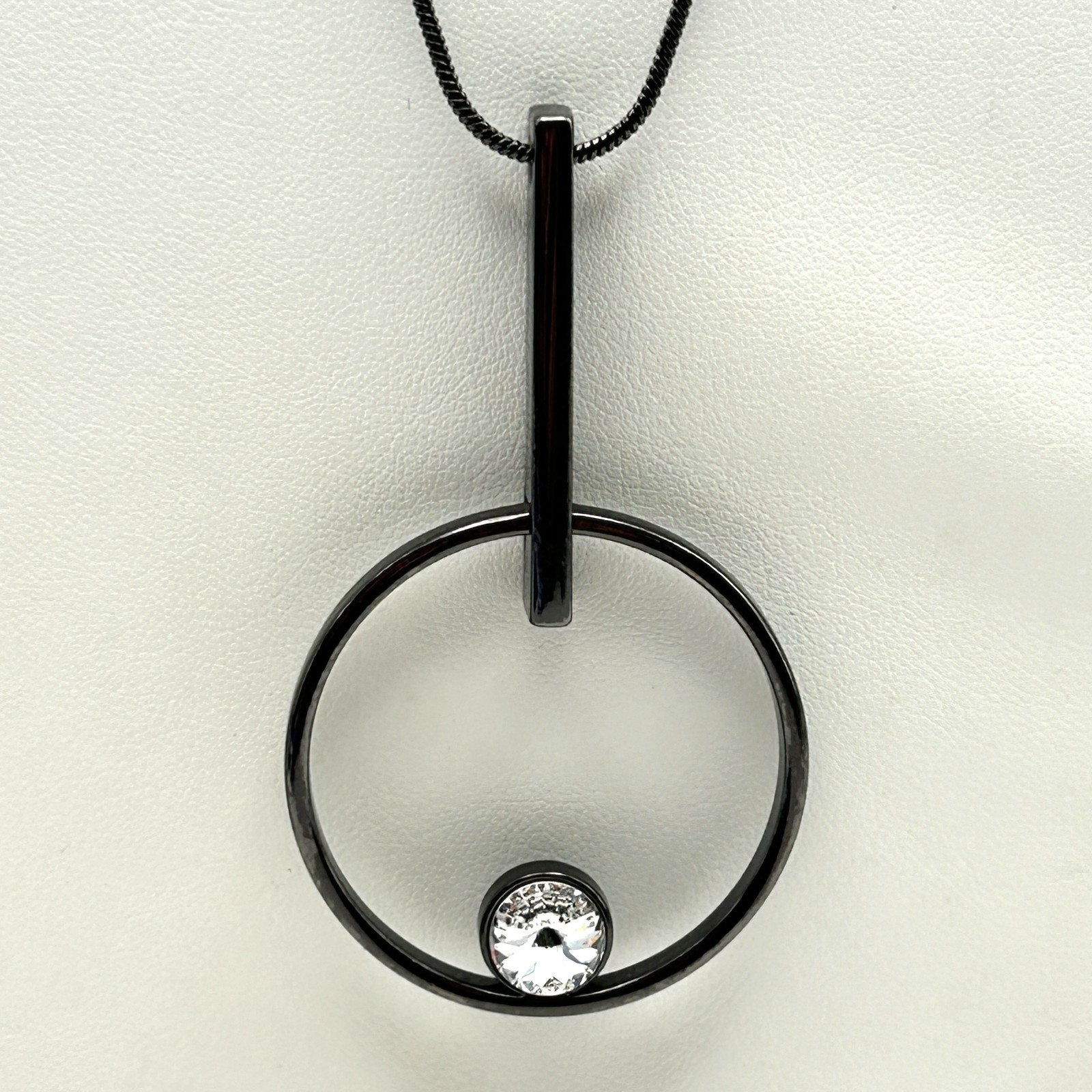 White House Black Market Opera Length Openwork Crystal Pendant Necklace 37in