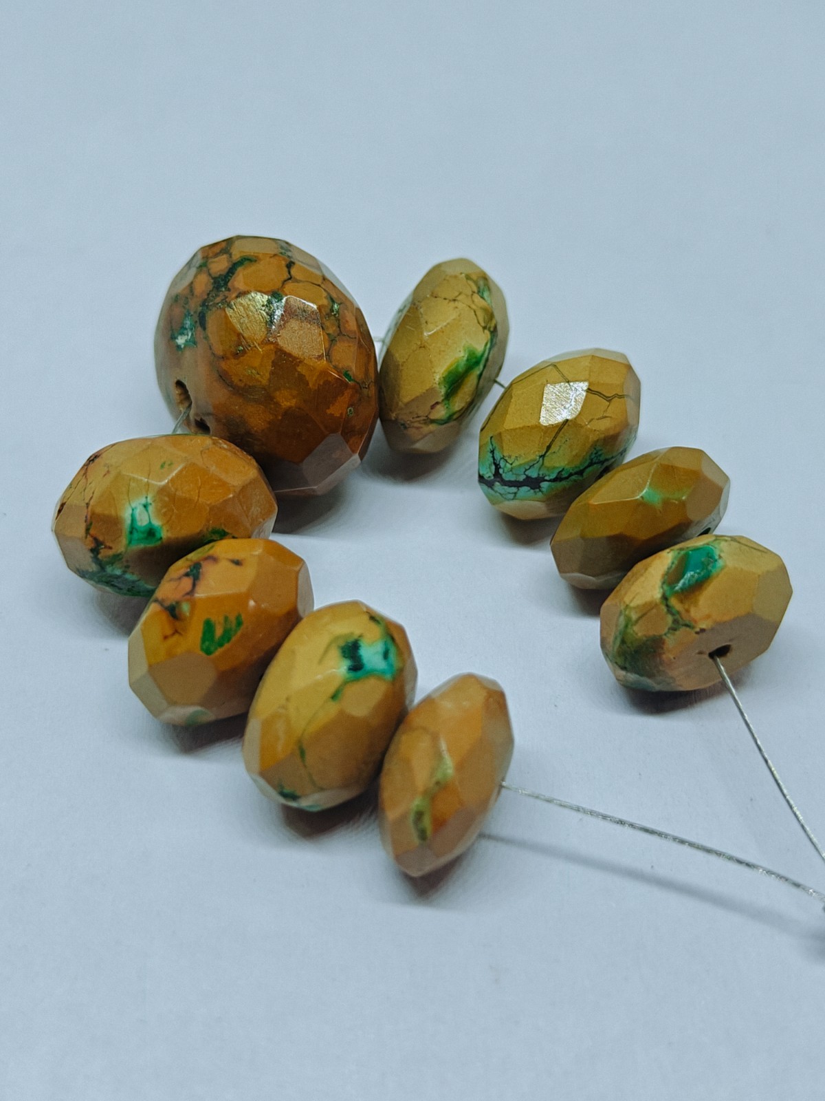 Hubie Turquoise Faceted Rondelle Beads Loose Green Gemstone For Jewelry Supply