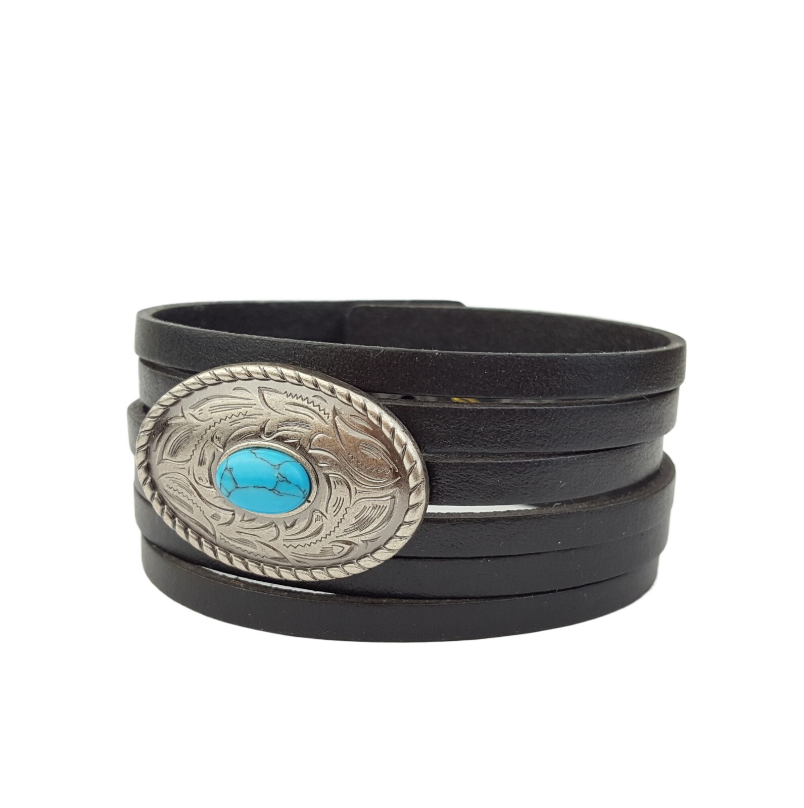 Genuine Leather Cuff with Western Concho