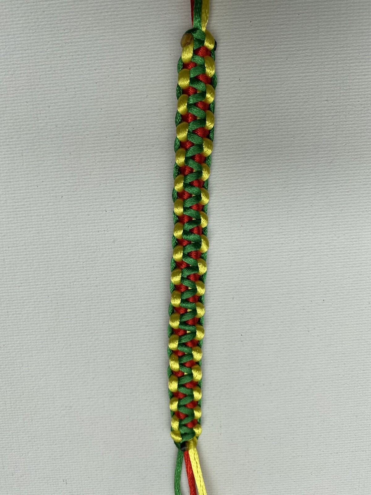CAMEROON Bracelet GREEN RED YELLOW Satin Rattail Cord Shamballa Nylon Macrame