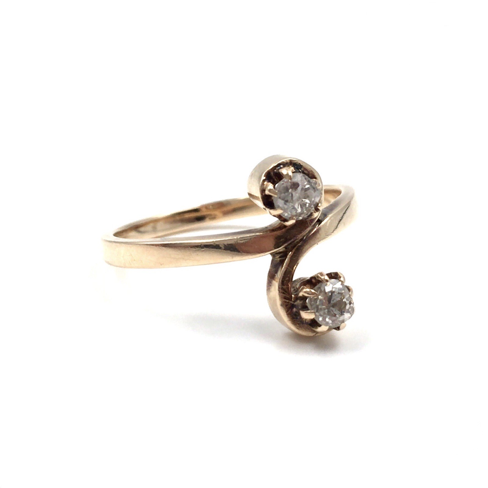 Art Nouveau 14kt yellow gold ring old cut diamonds 585 gold antique jewelry RG 56