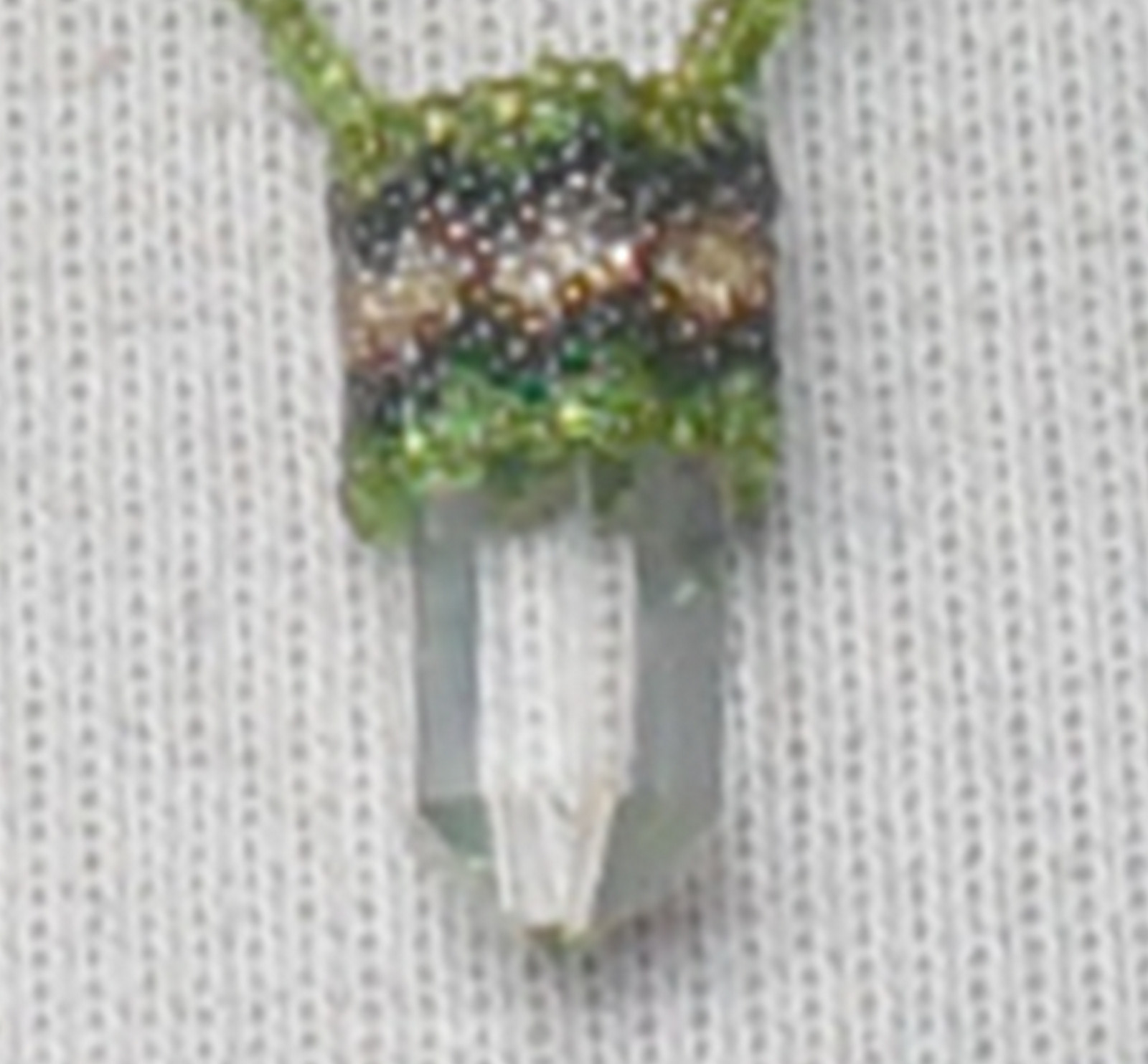 Quartz Crystal Point Beaded Necklace w/ Bloodstone Tigers Eye Unakite Moss Agate