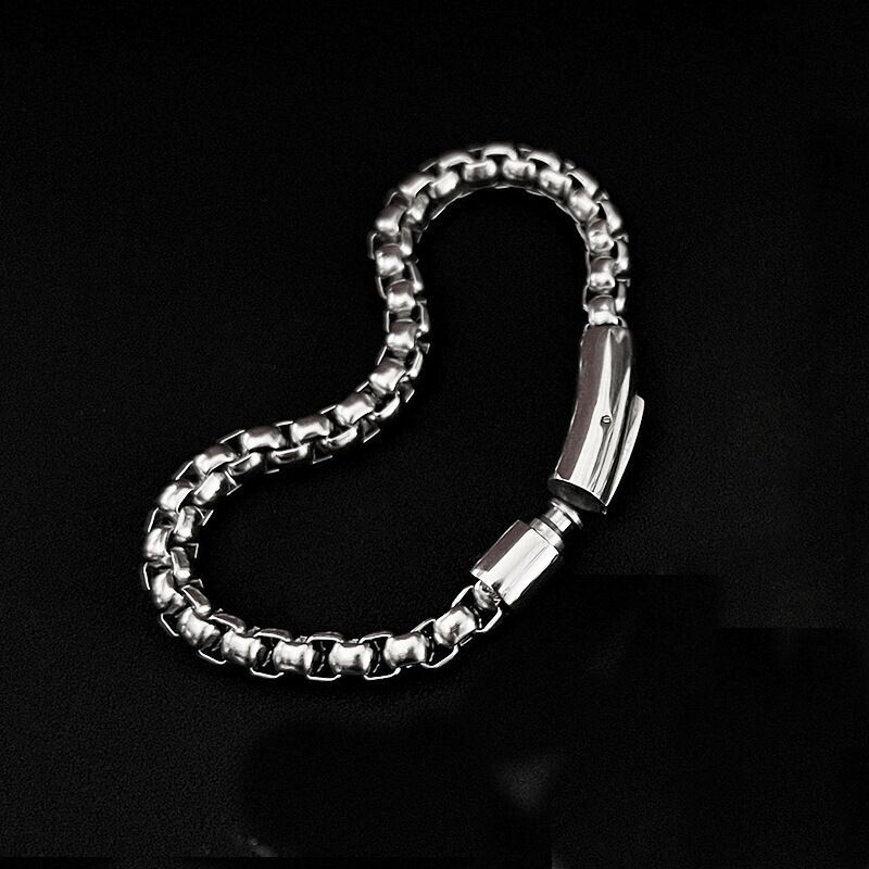 6mm Woman Man Stainless Steel Square Rolo Box Chain Bracelet Bangle 7-9.5 ”