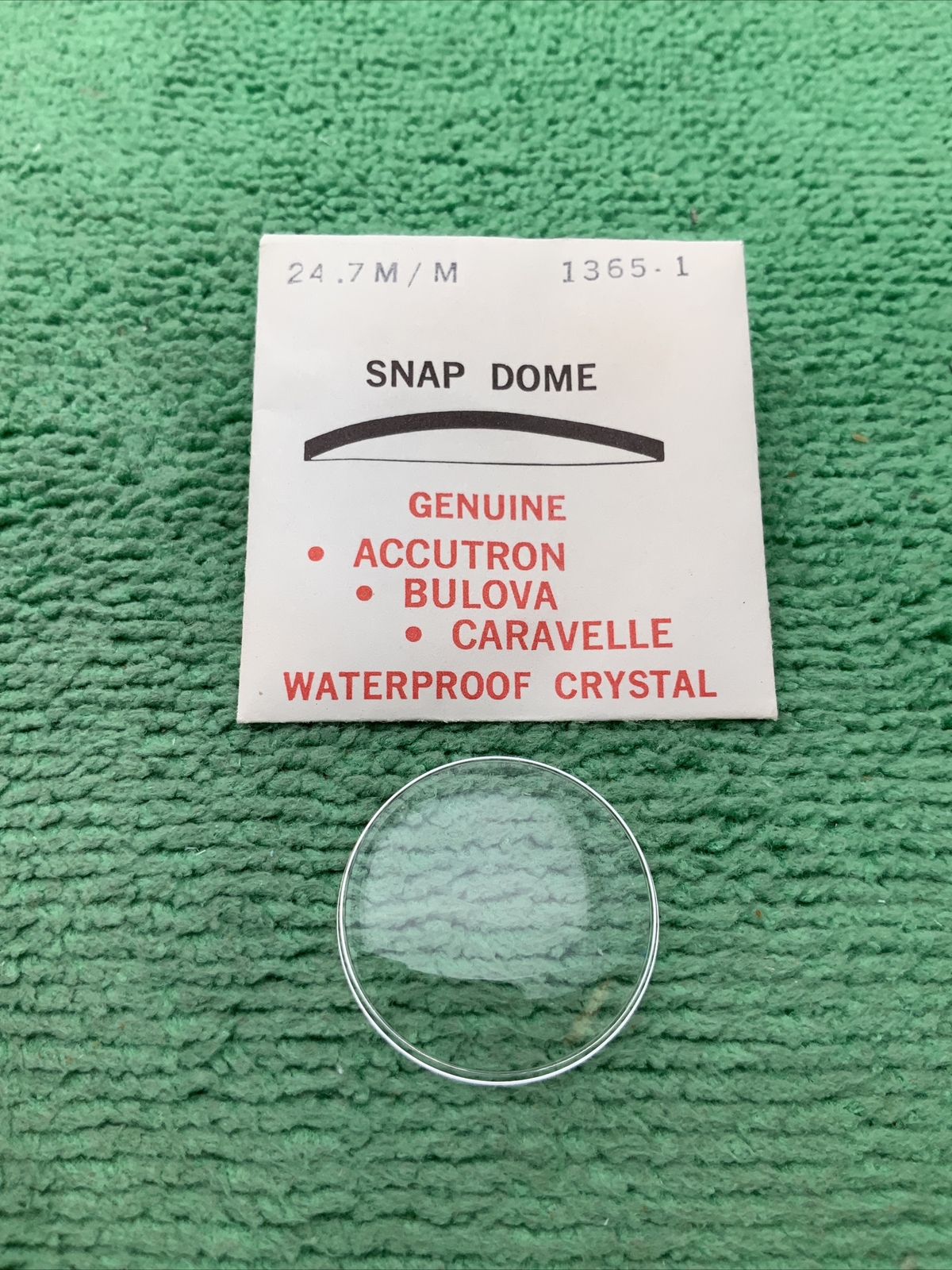 Genuine Bulova Accutron Part # 1365-1, 24.7 mm Watch Crystal