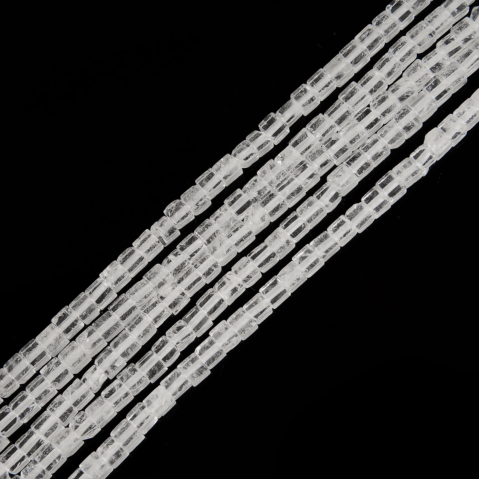 Natural Clear Quartz Smooth Cube Beads Size 4mm 15.5” Strand