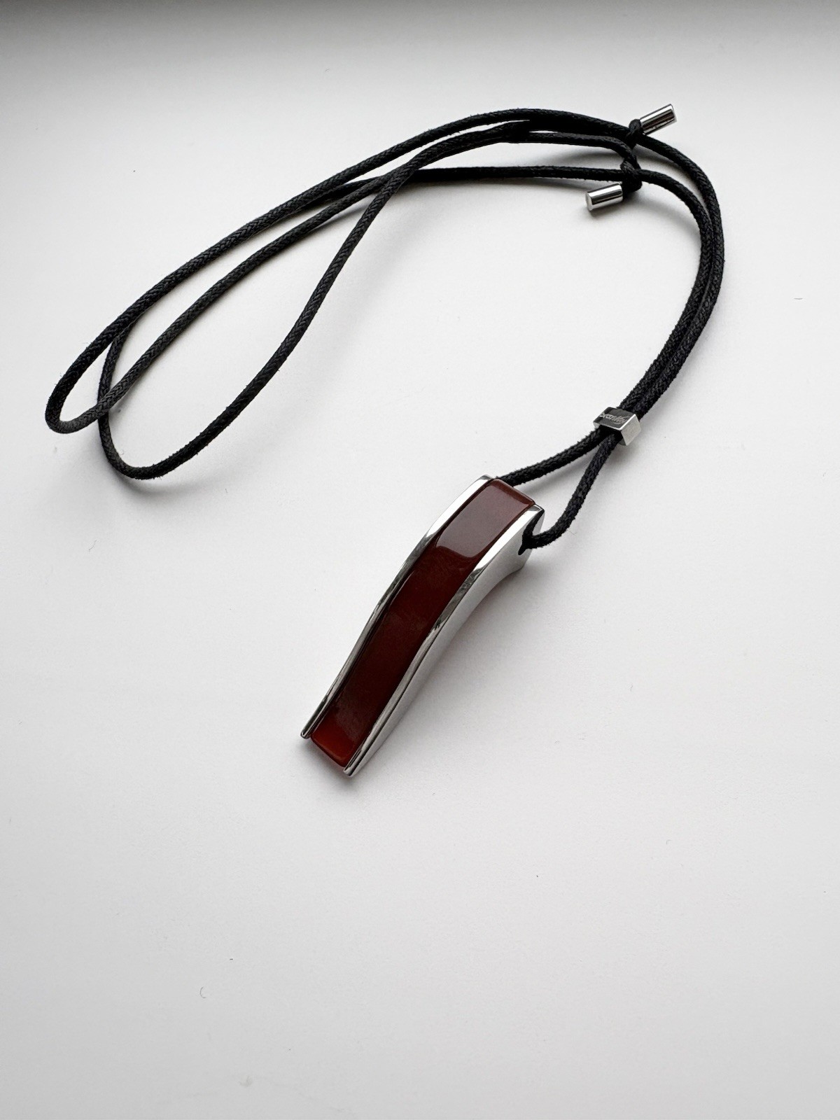 Brosway Pendant Necklace Red Agate Steel Adjustable Cord Italy Unisex