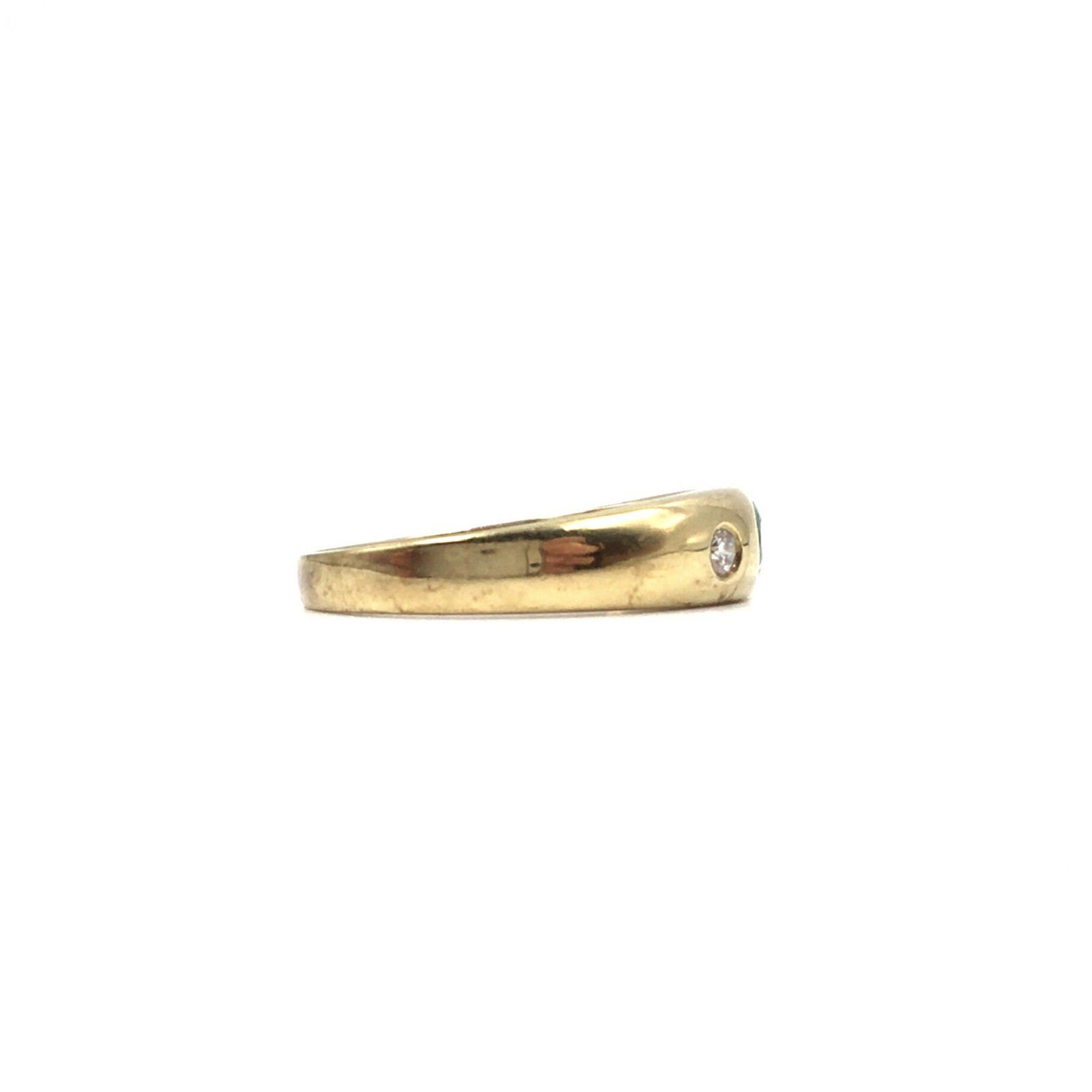 14kt yellow gold band ring emerald 0.14ct diamonds 585 gold jewelry 17.8mm / 56