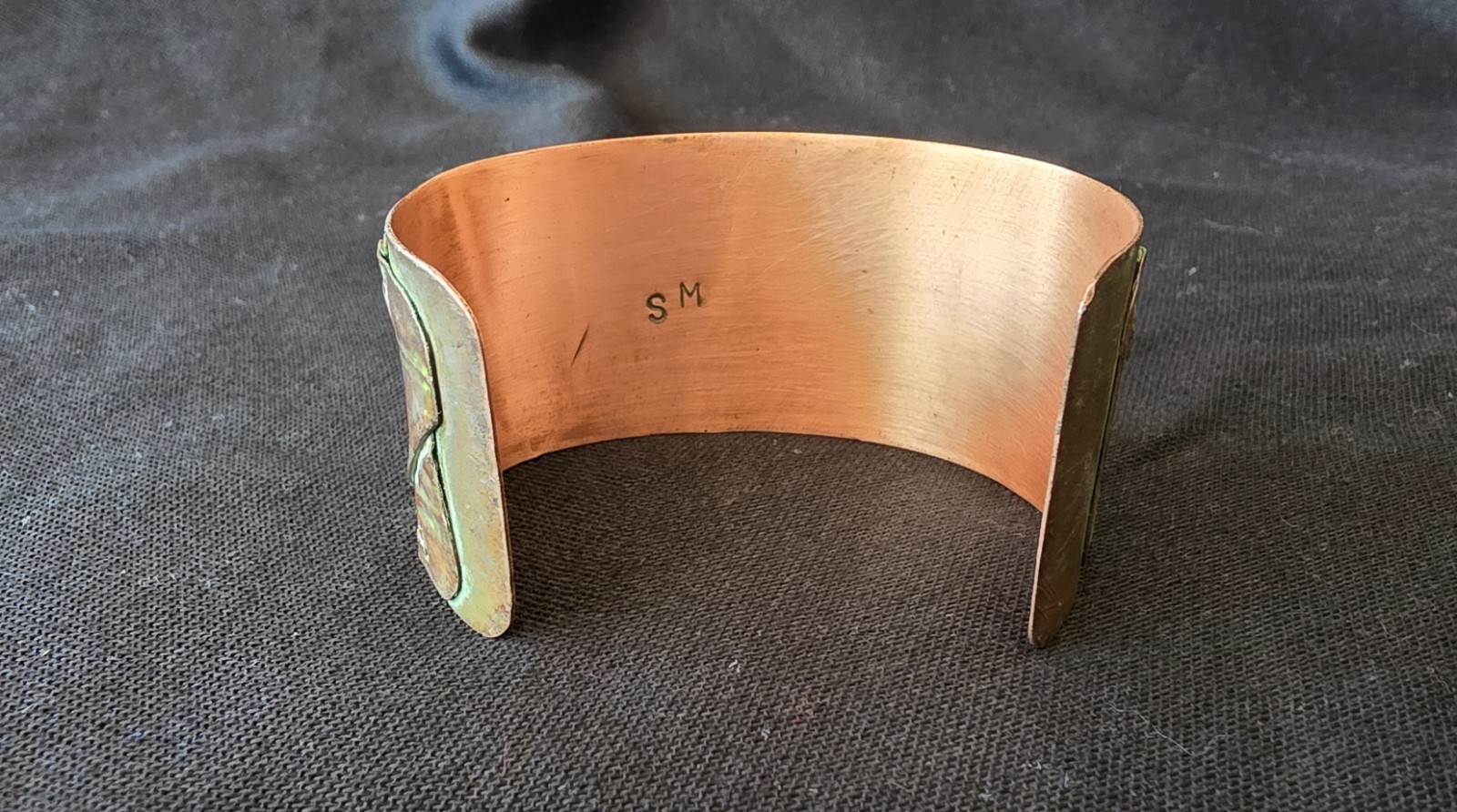 Patina Copper Cuff Bracelet – Handcrafted Wide Textured Cuff, Adjustable Fit