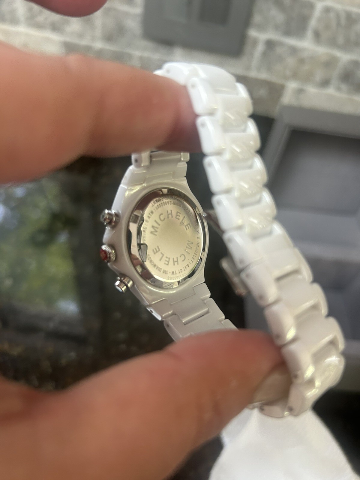 MICHELE Stain/Steel Tahitian Diamond Ceramic Watch MWW12A000001 – Running