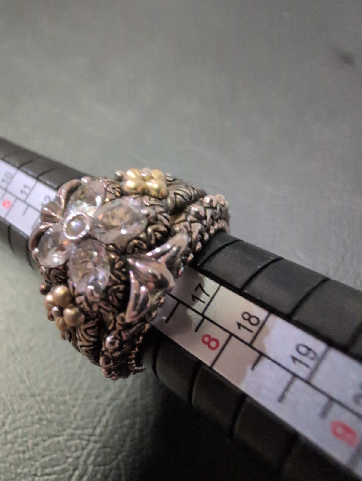 Barbara Bixby Sterling silver 925 18k gold rhodolite garnet ring size 7