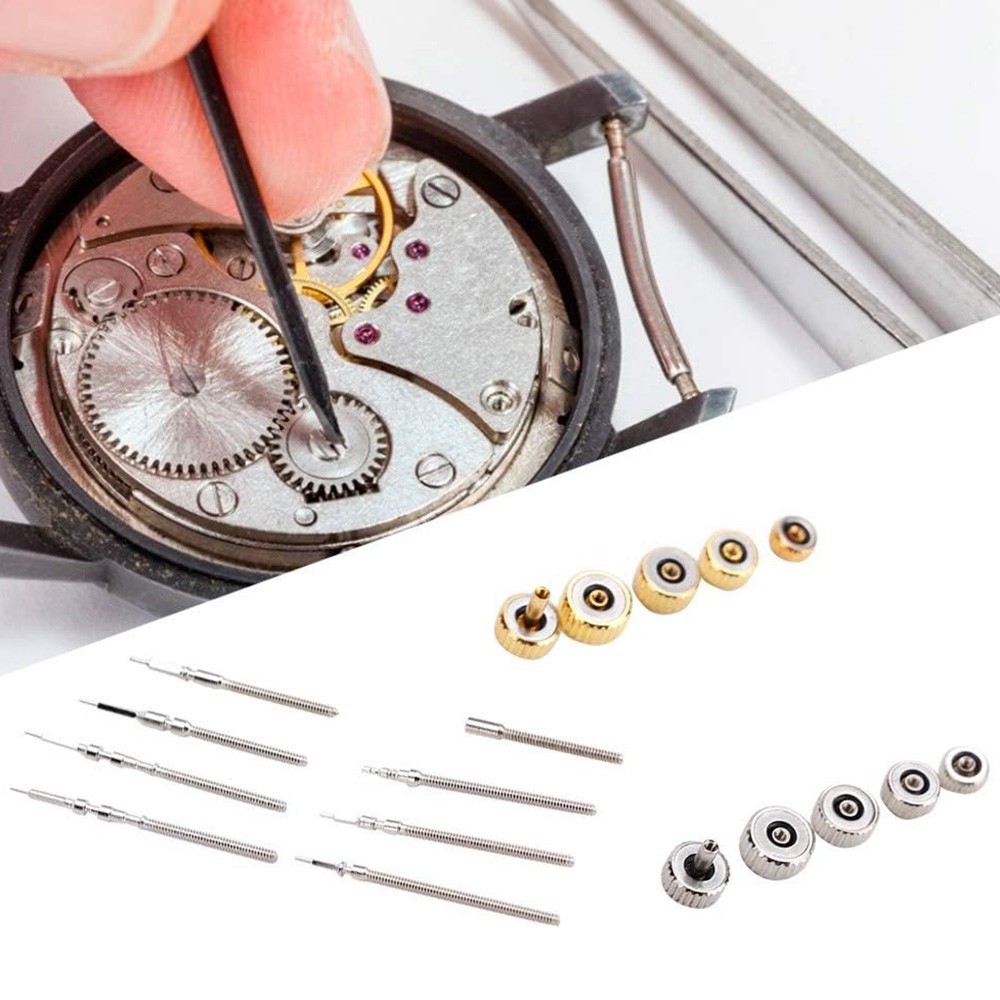 170 PCS Watch Crown Spring Bar Set Watch Stem Extender Crowns Repair Replacement