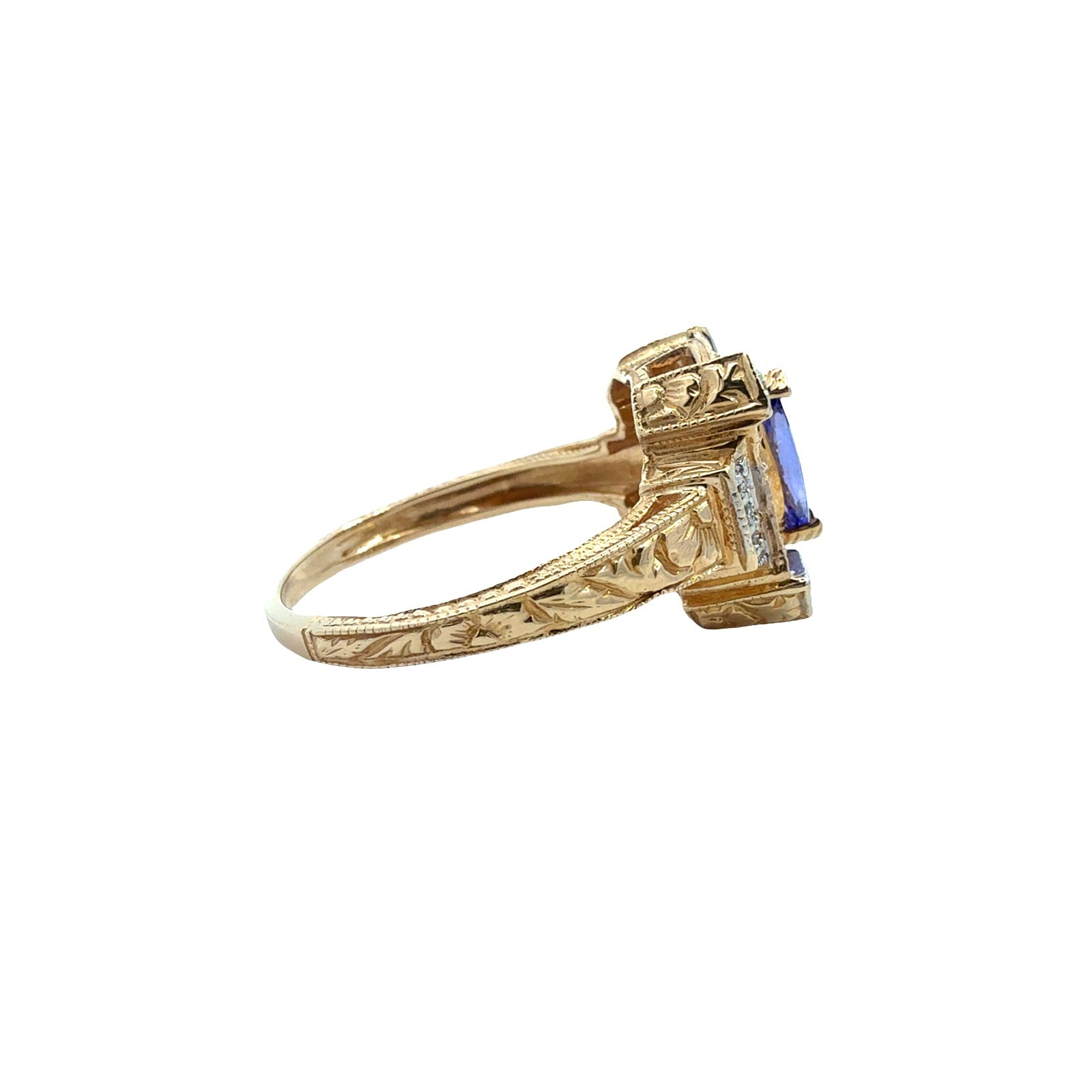WB 14k Yellow Gold 0.43cttw Diamond 0.30cttw Chrysoberyl 0.47tcw Tanzanite Ring