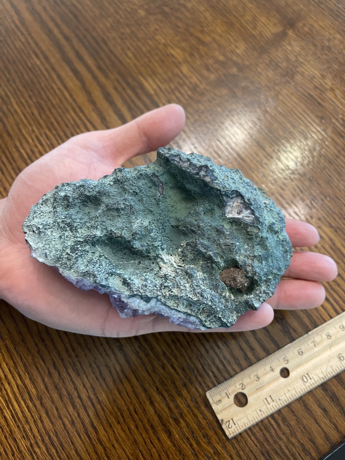 Amethyst crystal 13 inches long, that is natural and weighs 1.3 pounds.