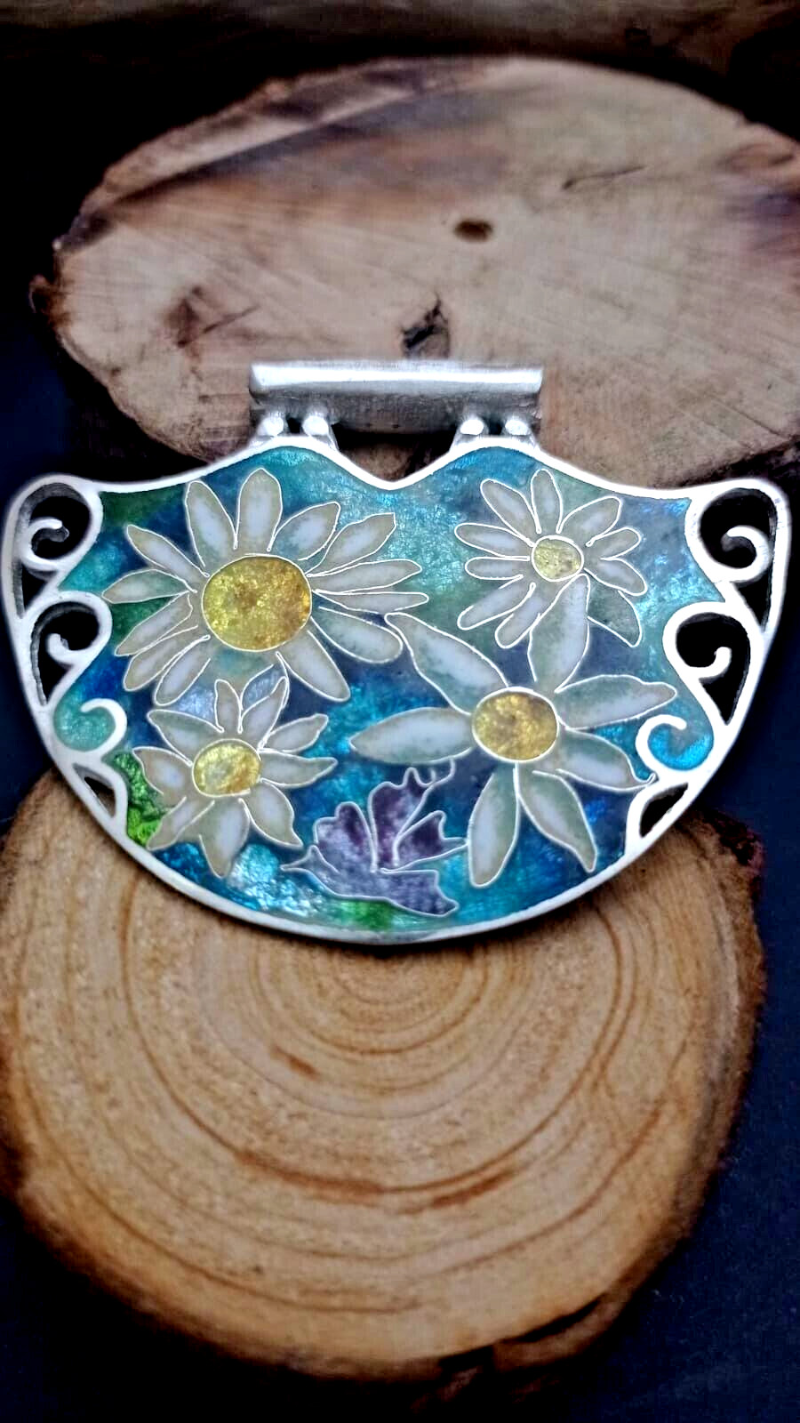 Sterling Silver handmade minankari – cloisonne enamel- Flowers