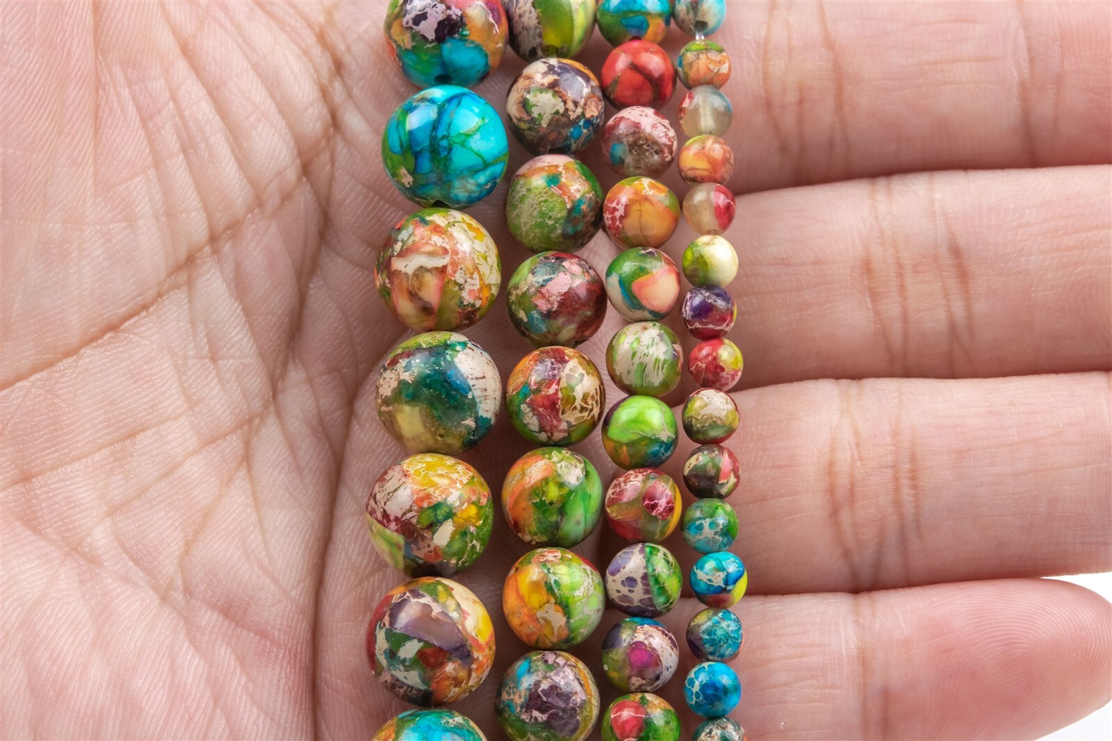 Multicolor Sea Sediment Imperial Jasper Nugget Round Loose Beads 4/6/8/10MM