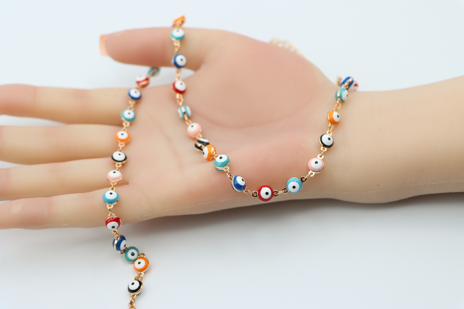 Rose Gold Necklace Design, XPNL0125 Colorful Evil Eye