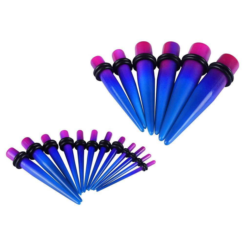 12-18PC Ear Taper Stretching Kit 14G-20MM Beginner Gauges Acrylic Taper Plug Set