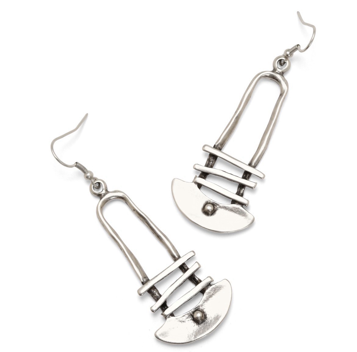 Boho Dangle Earrings – Silver Ethnic Earrings – Artisan Dangle Earrings –