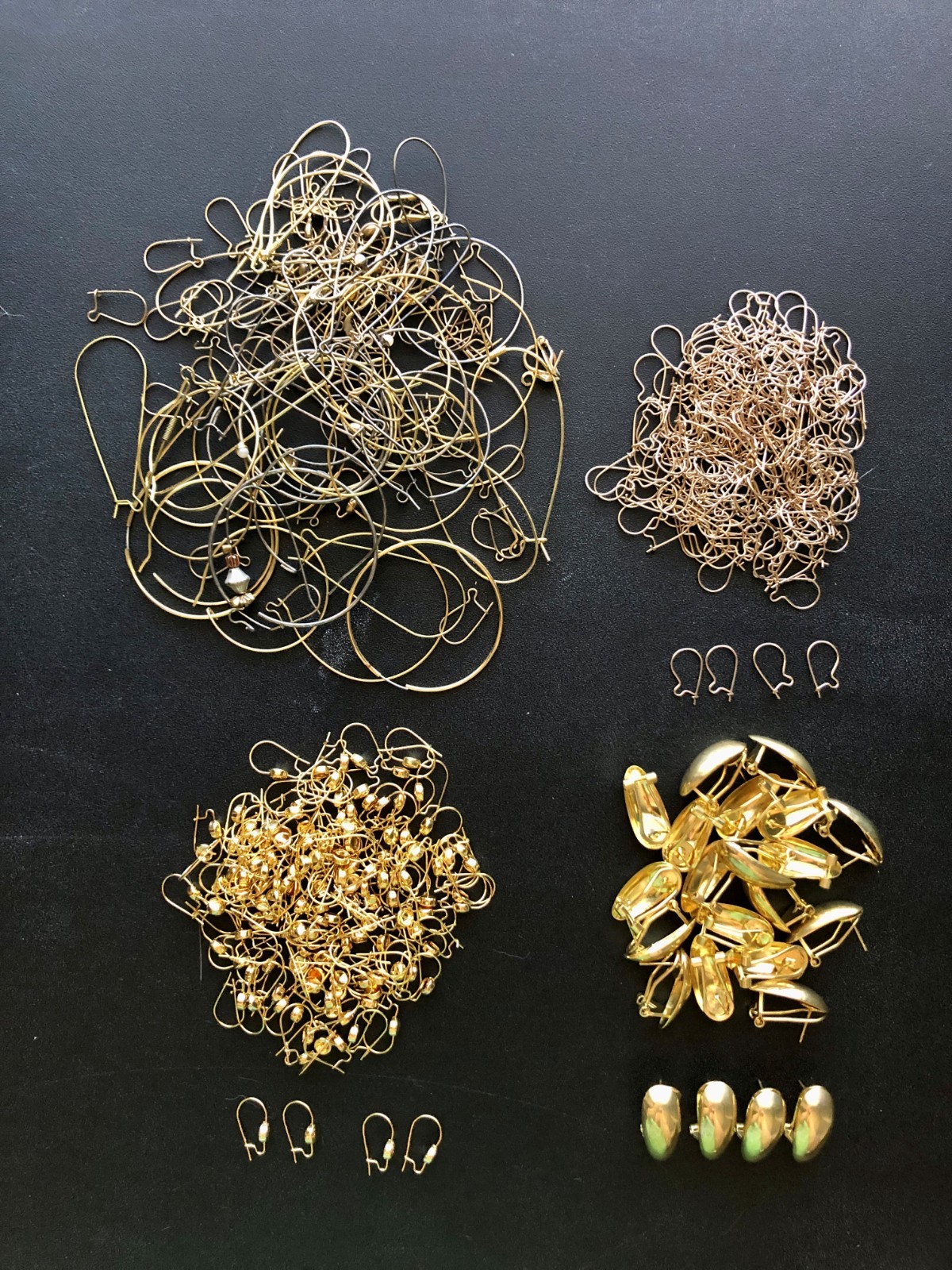 Lot of 4 Earrings Supplies – Gold & Silver Tone for Jewelry Making, Jewelry Find