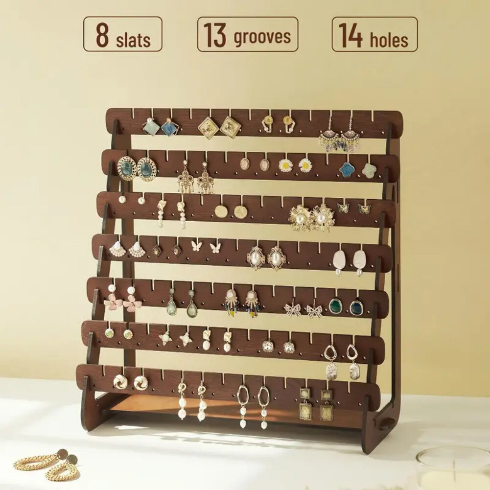 Wood Earring Display Rack Stand Holder For Stud Hook Earrings Jewelry Organizer