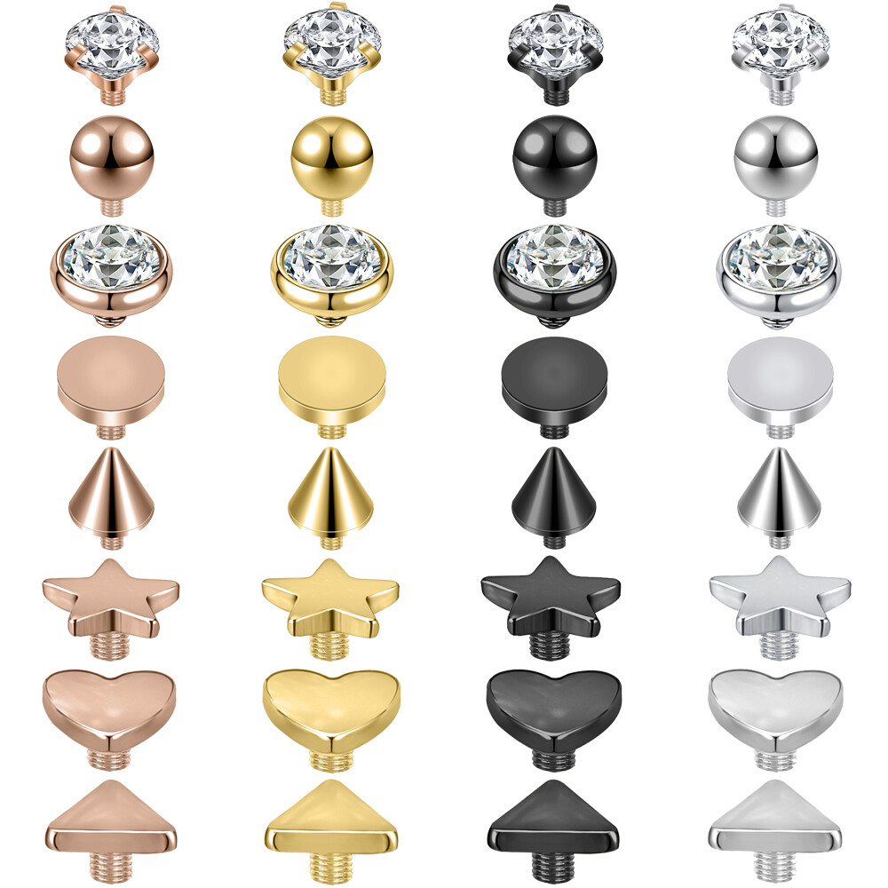 16G Micro Dermal Piercing CZ Dermal Anchor Stainless Steel Skin Diver Piercing