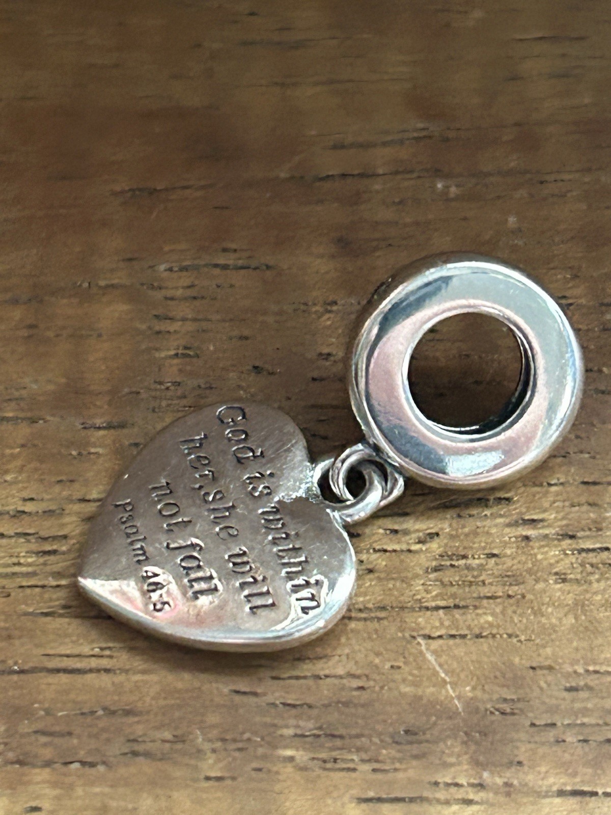 S925 sterling silver Charms Bible Verse Psalm 46:5 Religious Cross Pendant God
