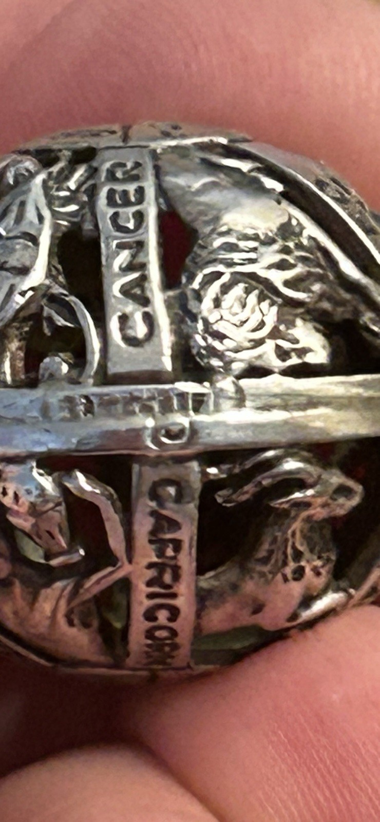Sterling Silver Craftmere-12 month Zodiac names & 3D Horoscopes Pics. 1”ORB Pend