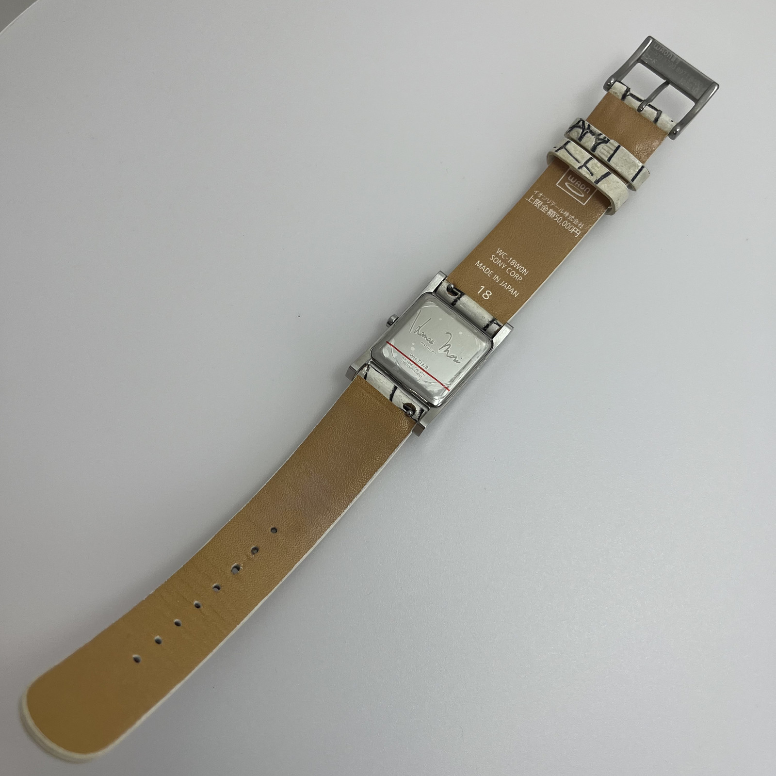Sony Wena Hanae Mori Three Hand Square WH-T13/B Japan Leather Strap W/Box#B876