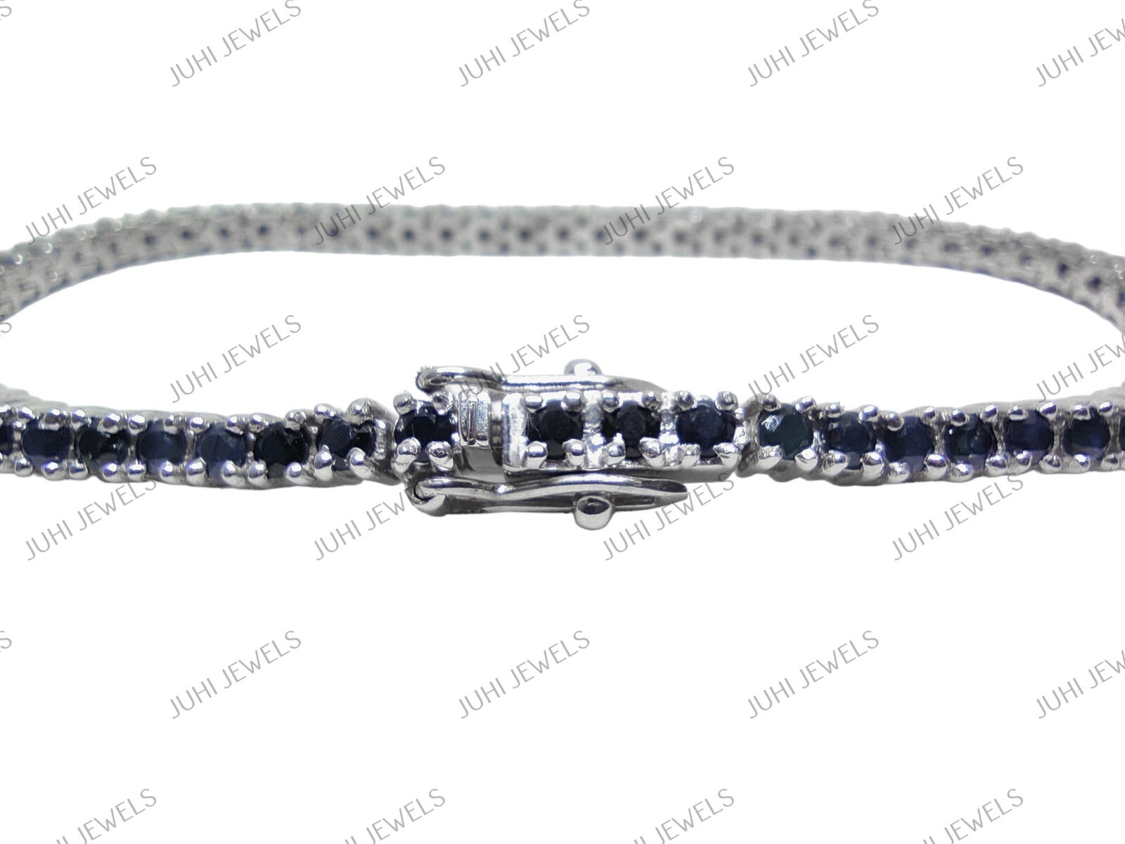 Tiny Sapphire Bracelet 925 Silver Blue Sapphire Tennis Bracelet Round Bracelet