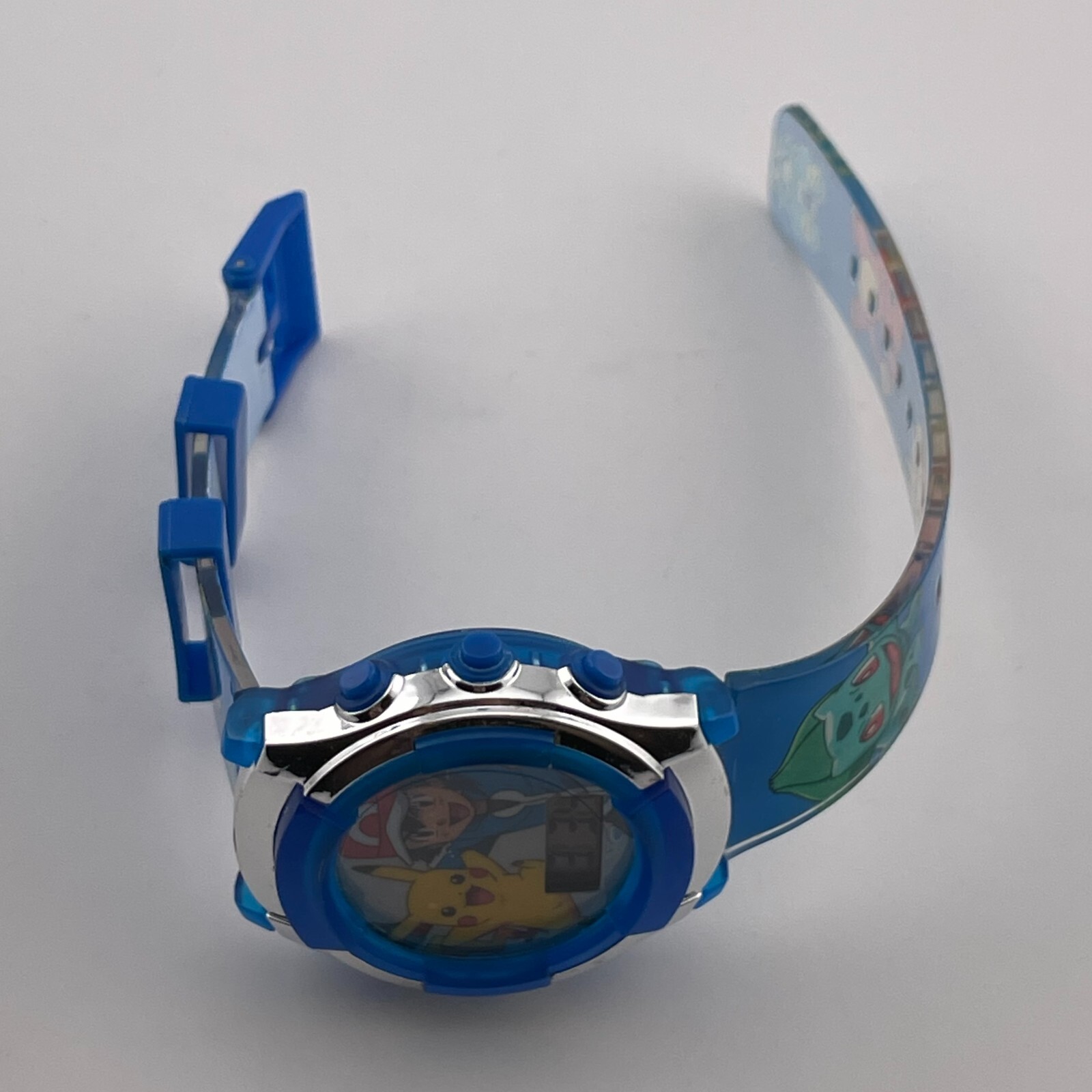 Pokemon Digital Watch Month Date 36mm Case Ash & Pikachu Gen 1 & 6 Starters Band