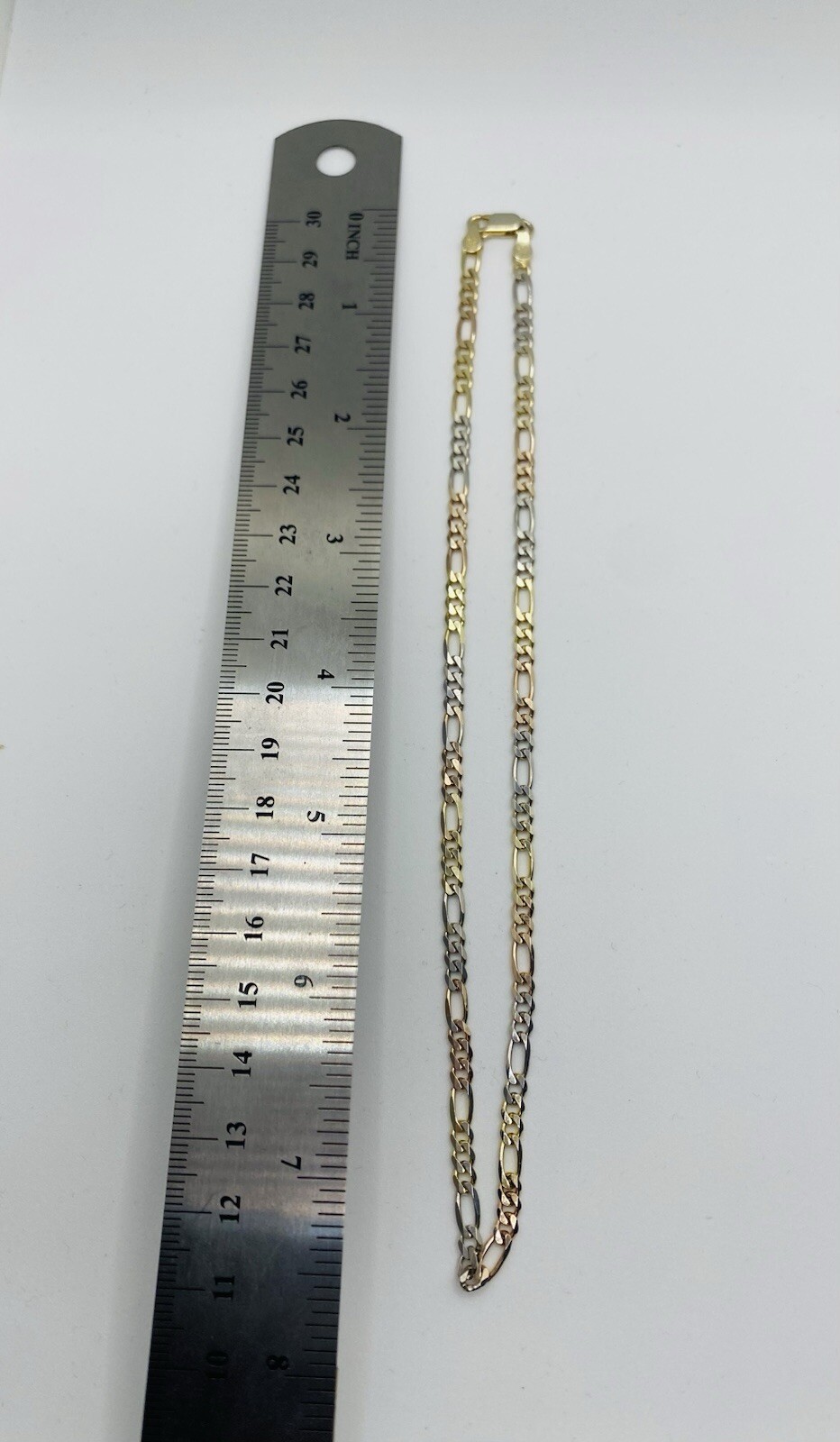 Tricolor Italian Silver Necklace Fígaro 15” 8.8 Grams