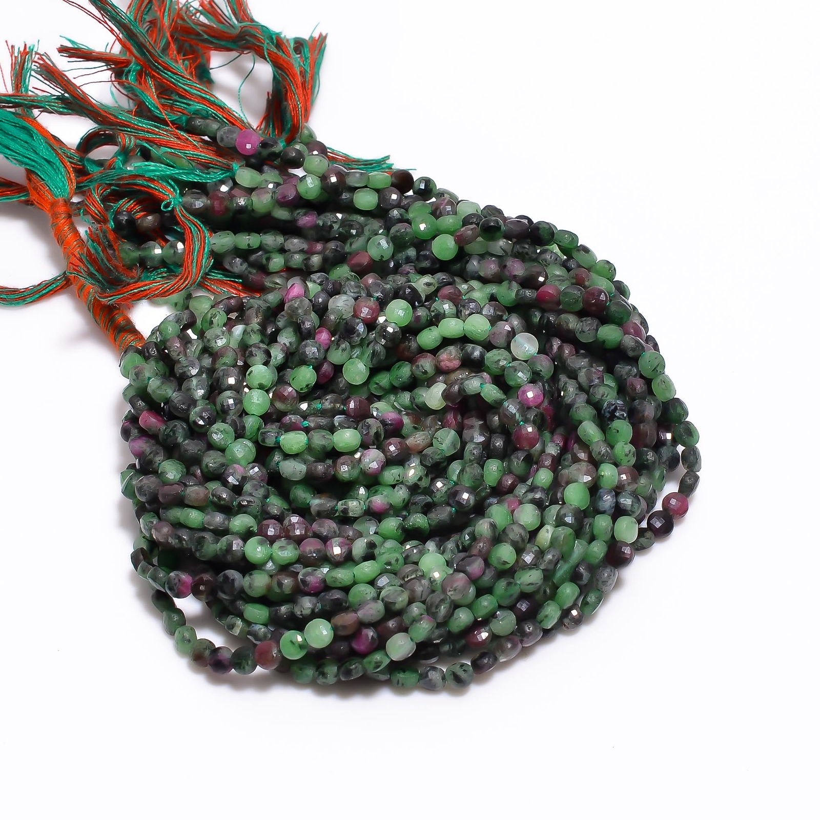 Natural Ruby Zoisite Gemstone Coin Shape Faceted Beads 4X4 mm Strand 13″ EB-170
